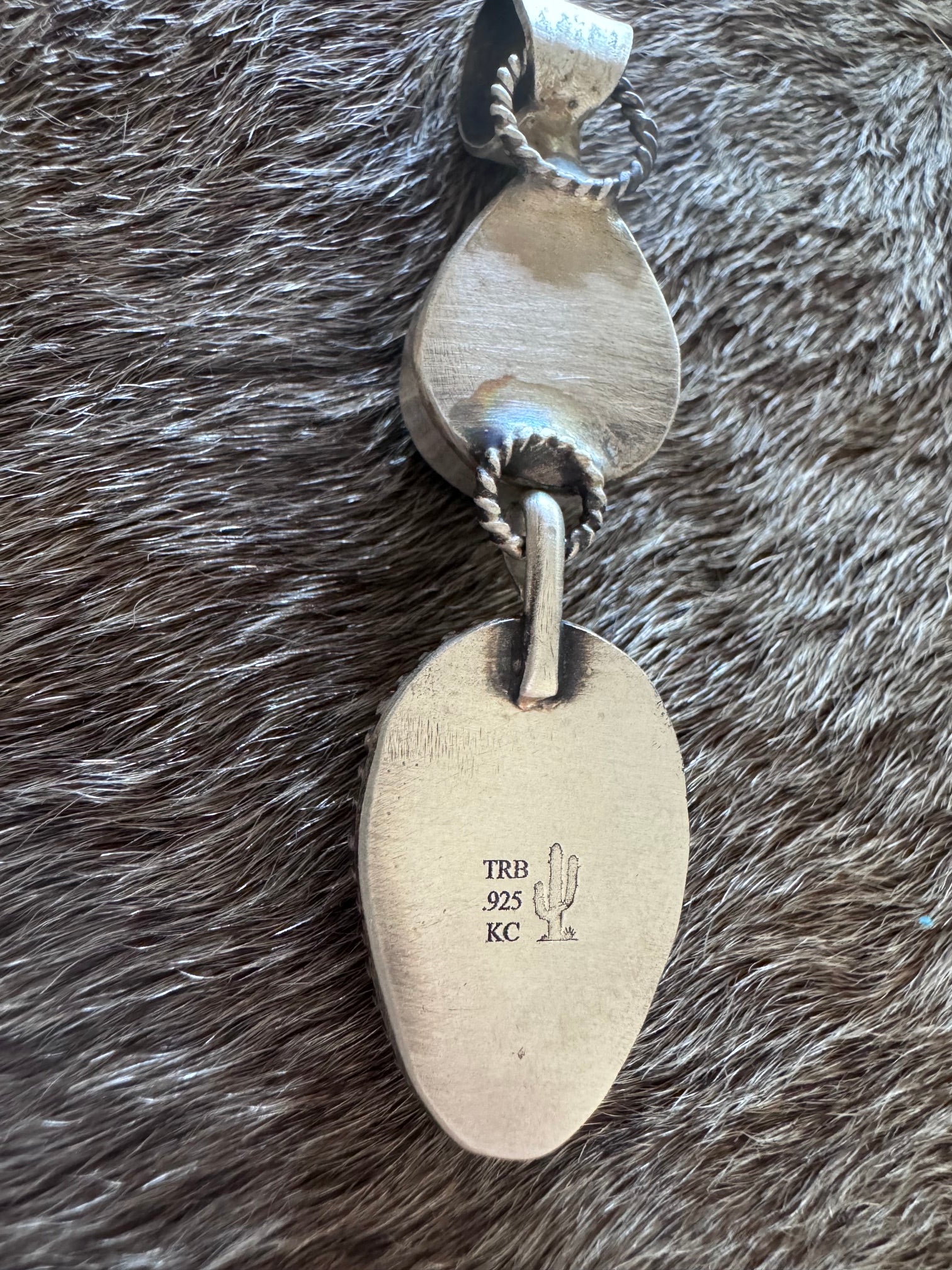 Handmade Sterling Silver & Fox Turquoise 2 Stone Pendant by Roaming Buffalo
