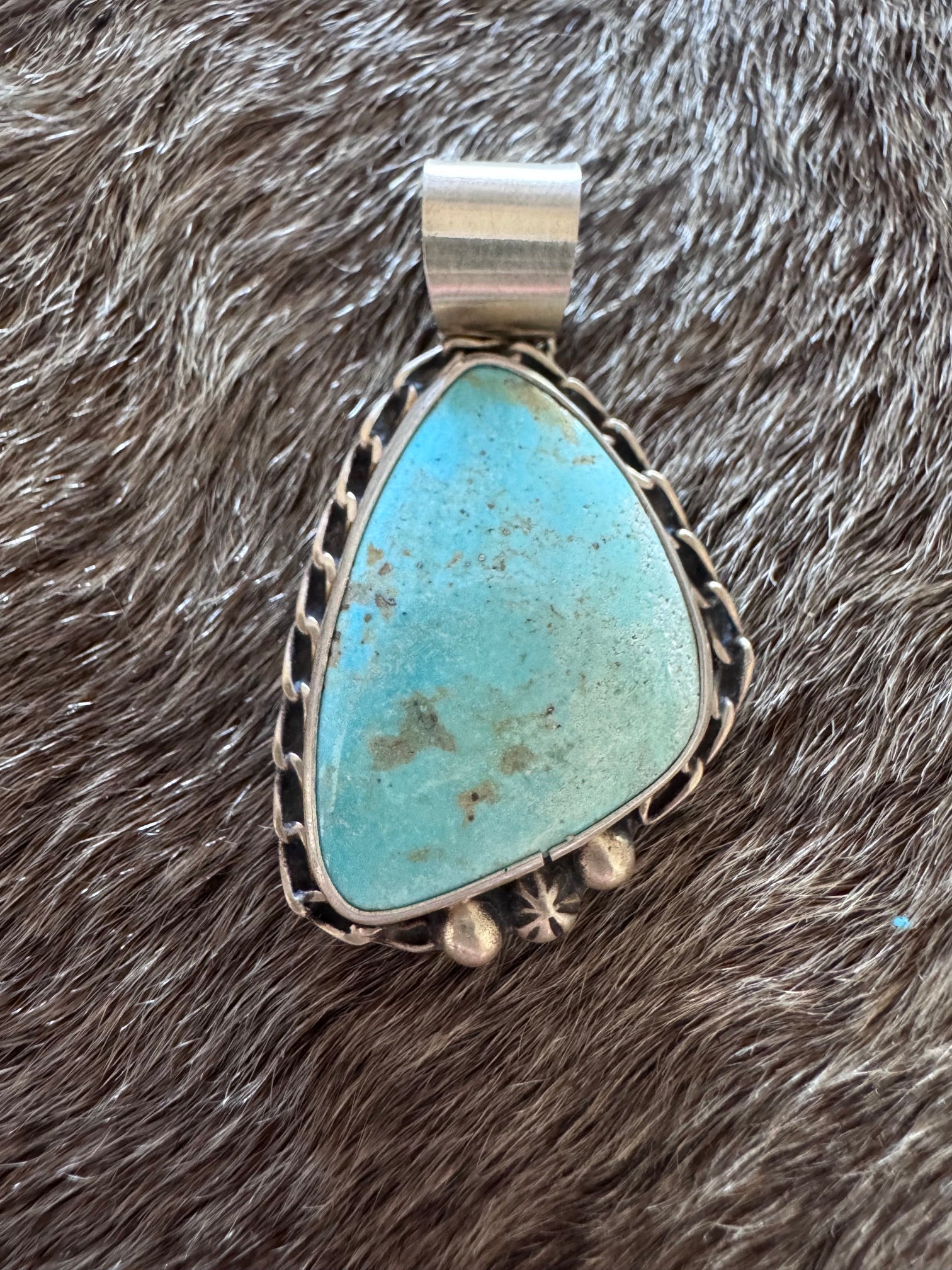 Handmade Sterling Silver & Arizona Turquoise Pendant by Roaming Buffalo