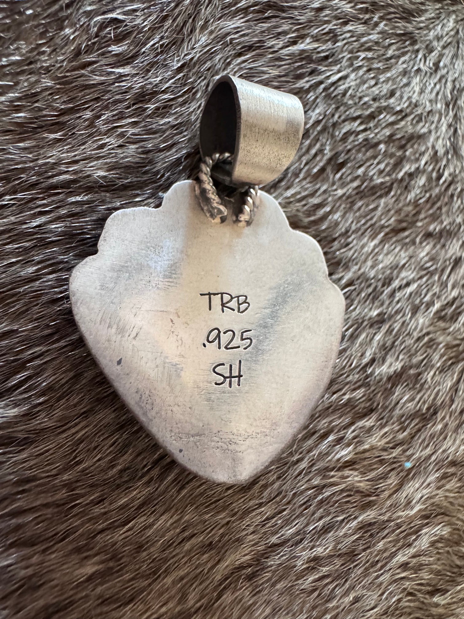 Handmade Sterling Silver & Fox Turquoise Pendant by Roaming Buffalo