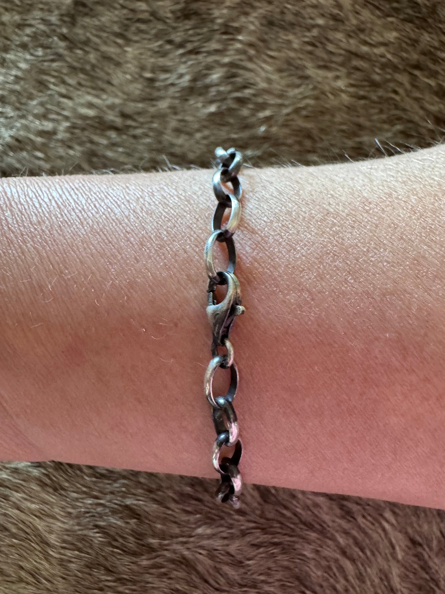 Handmade Sterling Silver & Blue Ridge Turquoise Chain 8" Bracelet by Roaming Buffalo