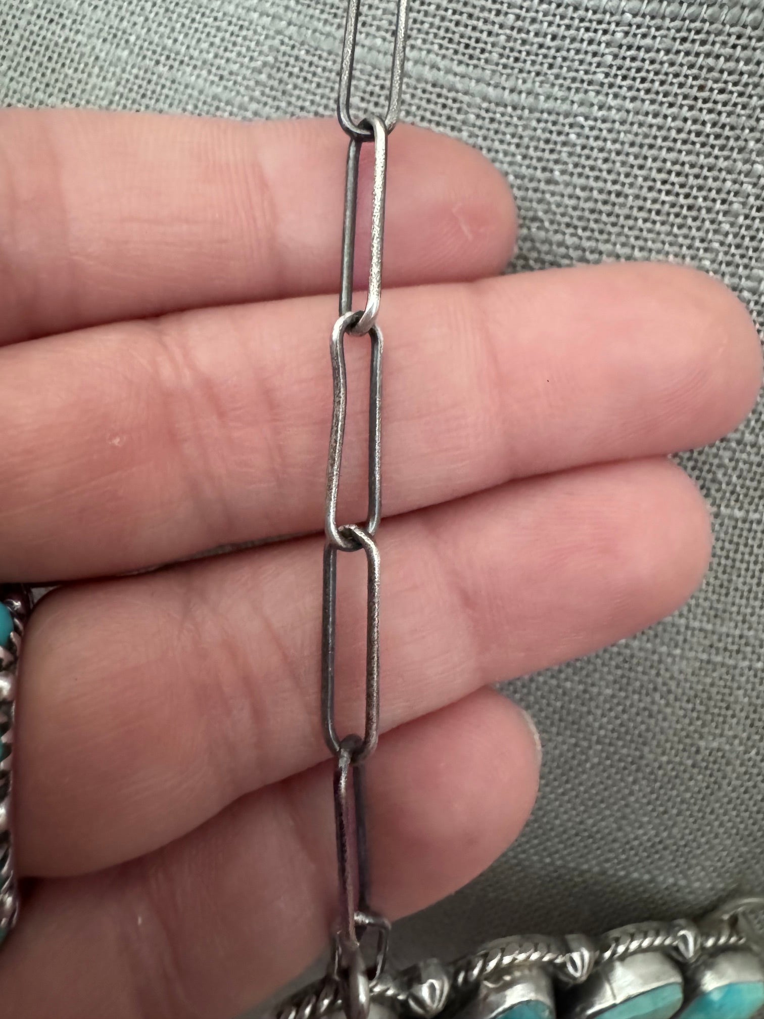 Handmade Sterling Silver & White Water, Carico Lake, Fox Turquoise Bar 19.5" Necklace by Roaming Buffalo