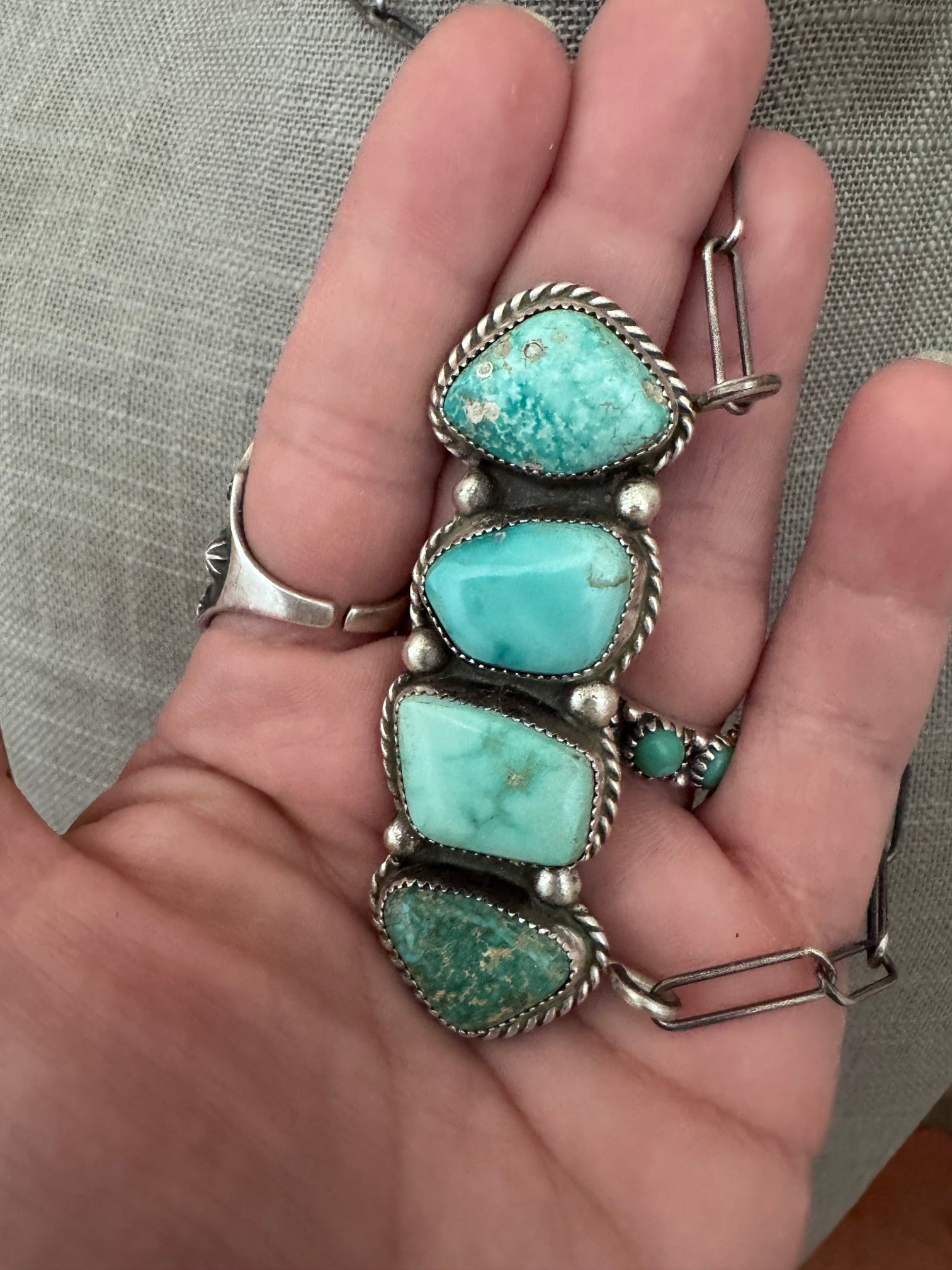 Handmade Sterling Silver & White Water, Fox Turquoise Bar 19.5" Necklace by Roaming Buffalo
