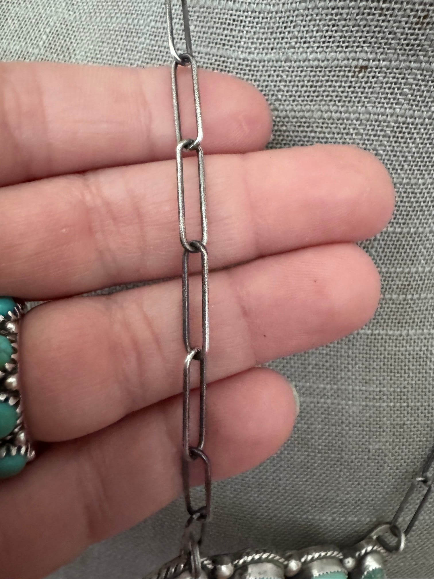 Handmade Sterling Silver & White Water, Fox Turquoise Bar 19.5" Necklace by Roaming Buffalo