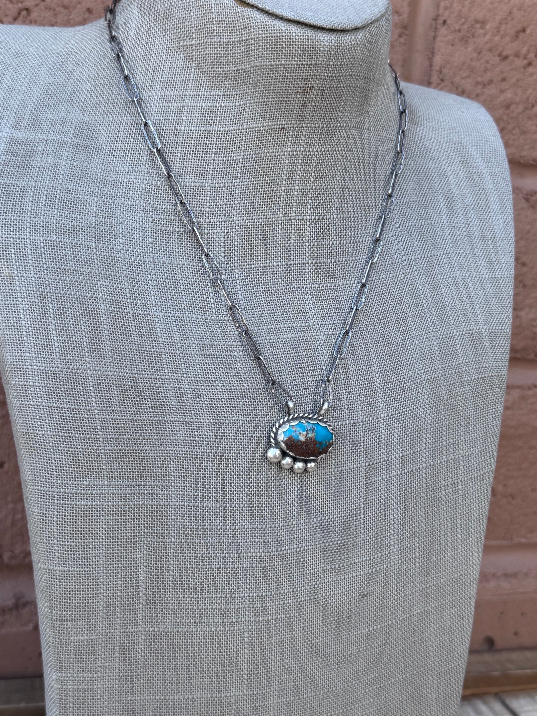 Handmade Sterling Silver & Mixed Turquoise 18" Necklace by Roaming Buffalo