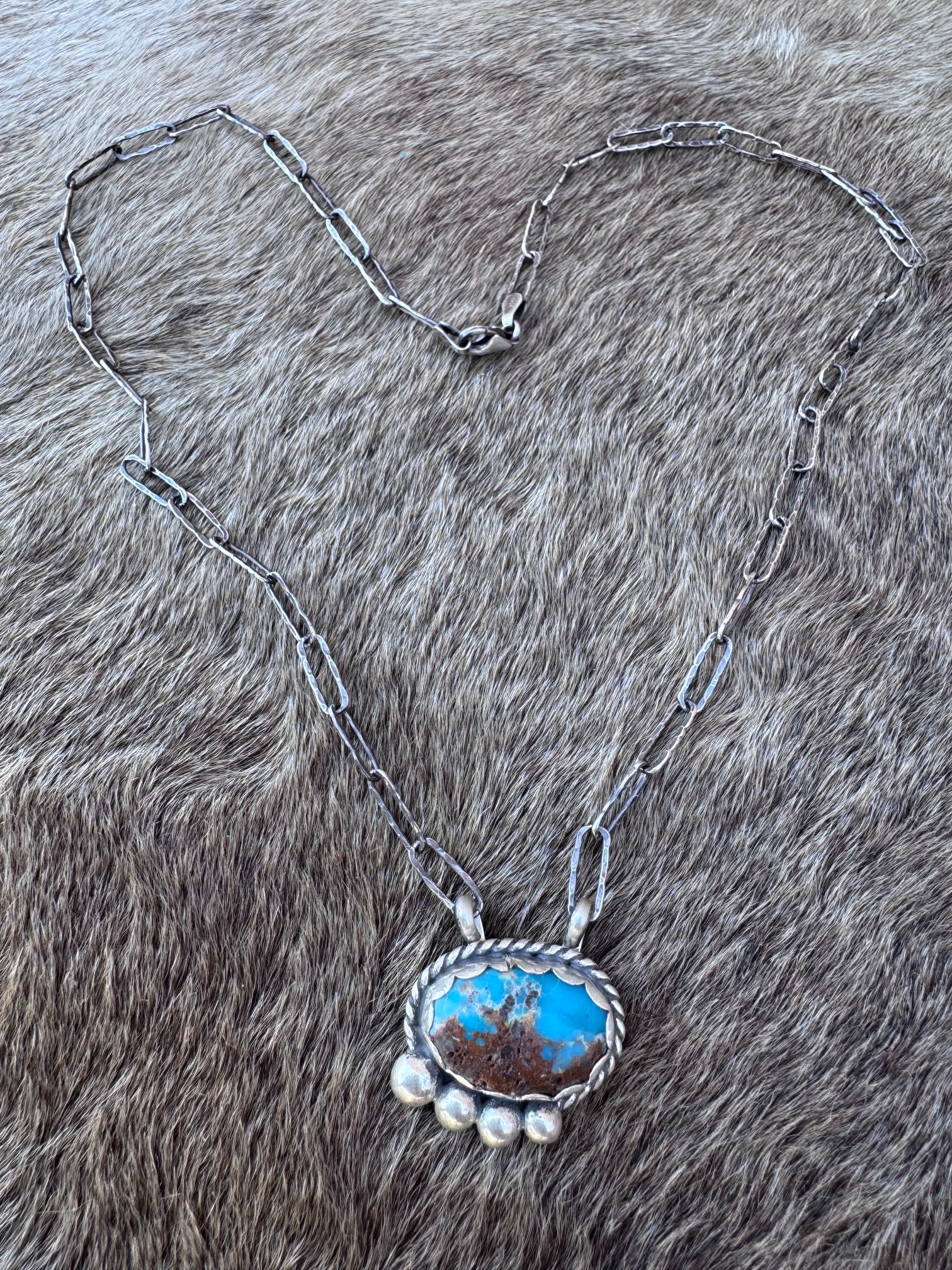 Handmade Sterling Silver & Mixed Turquoise 18" Necklace by Roaming Buffalo