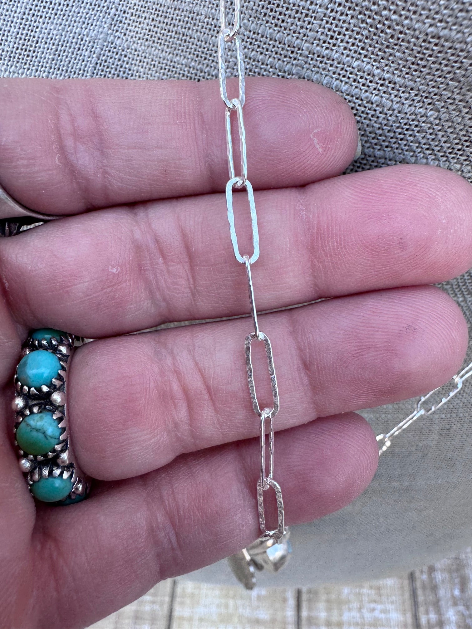 Handmade Sterling Silver & Carico Lake Turquoise Concho 18" Necklace by Roaming Buffalo