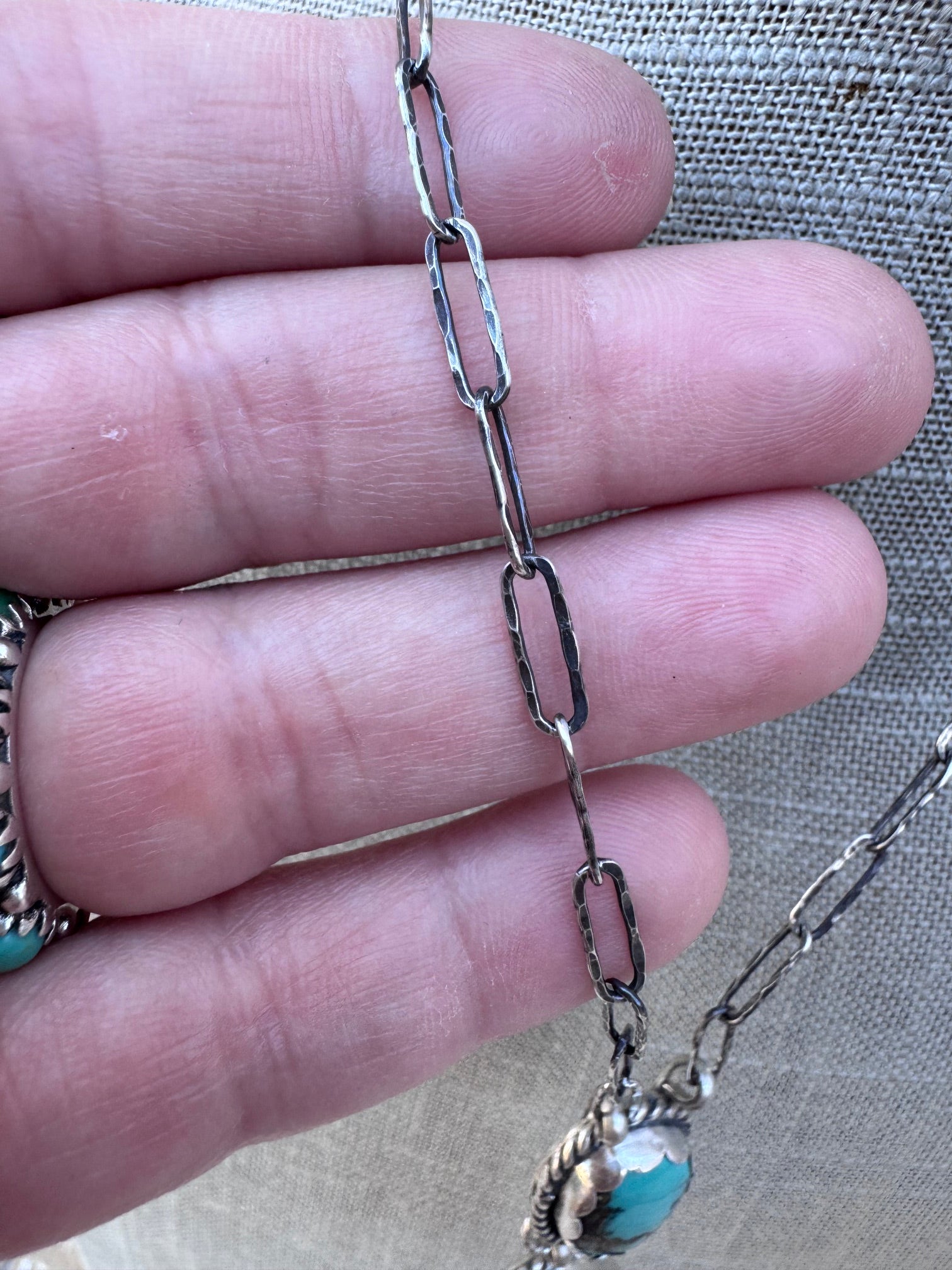 Handmade Sterling Silver & Arizona Turquoise, Mixed Turquoise 18" Necklace by Roaming Buffalo
