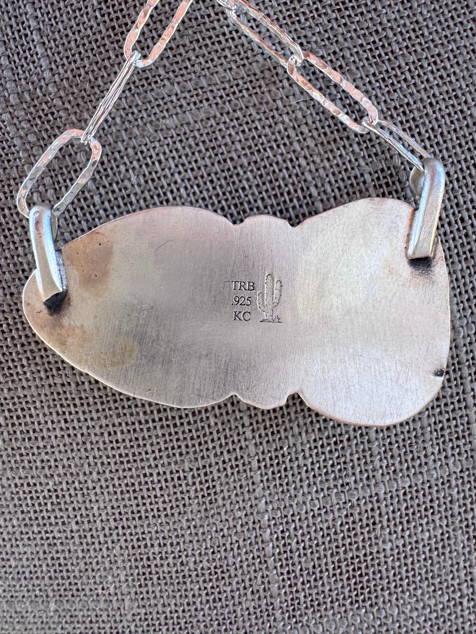 Handmade Sterling Silver & Arizona Turquoise 19" Paper clip Necklace by Roaming Buffalo