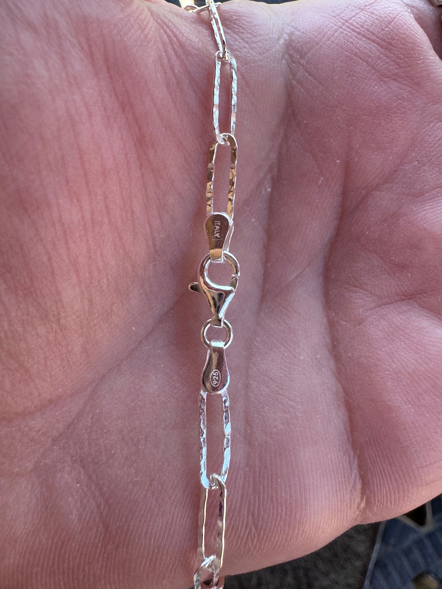 Handmade Sterling Silver & Arizona Turquoise 19" Paper clip Necklace by Roaming Buffalo