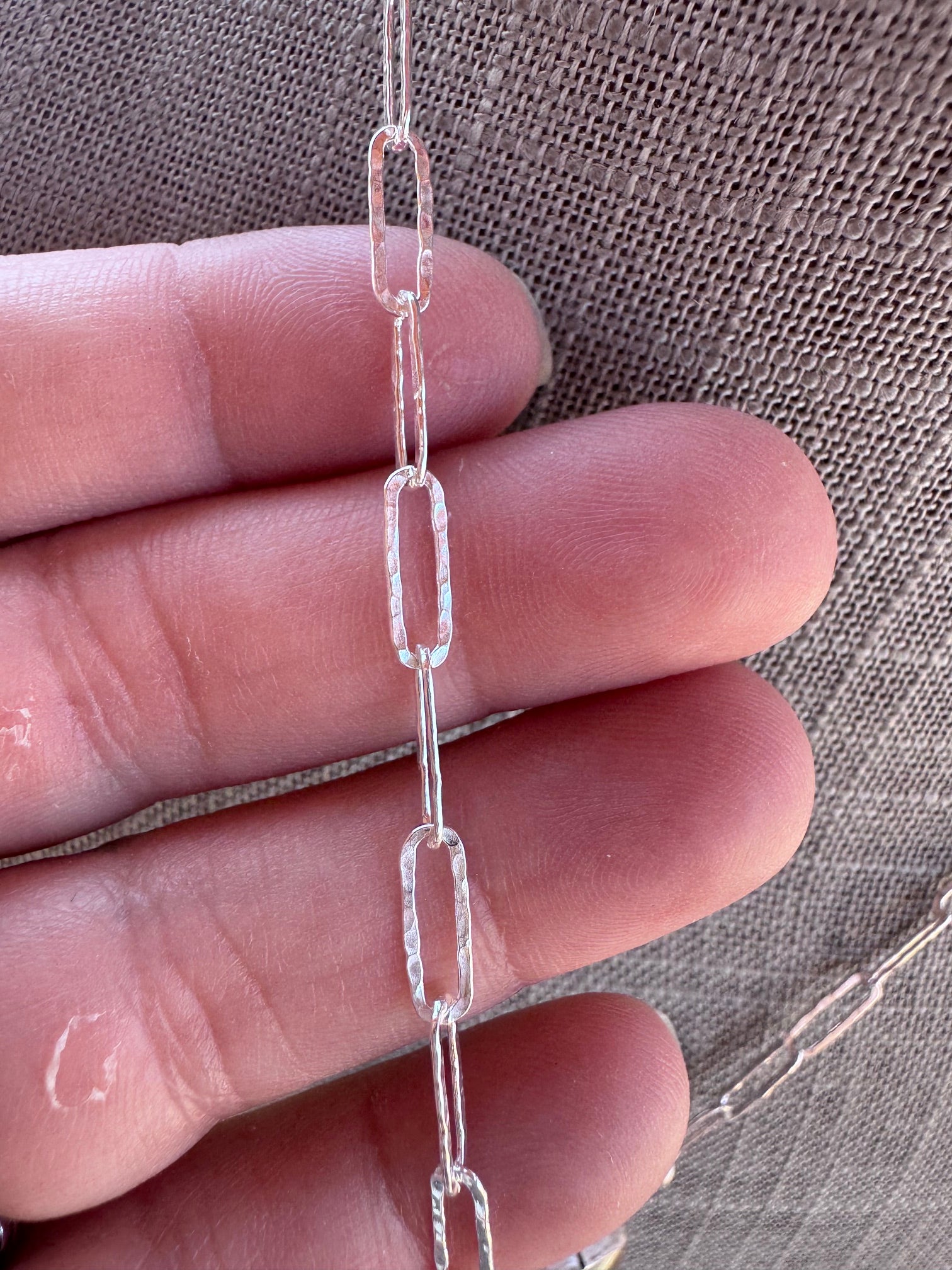 Handmade Sterling Silver & Mixed Turquoise Paper Clip Necklace 18" by Roaming Buffalo