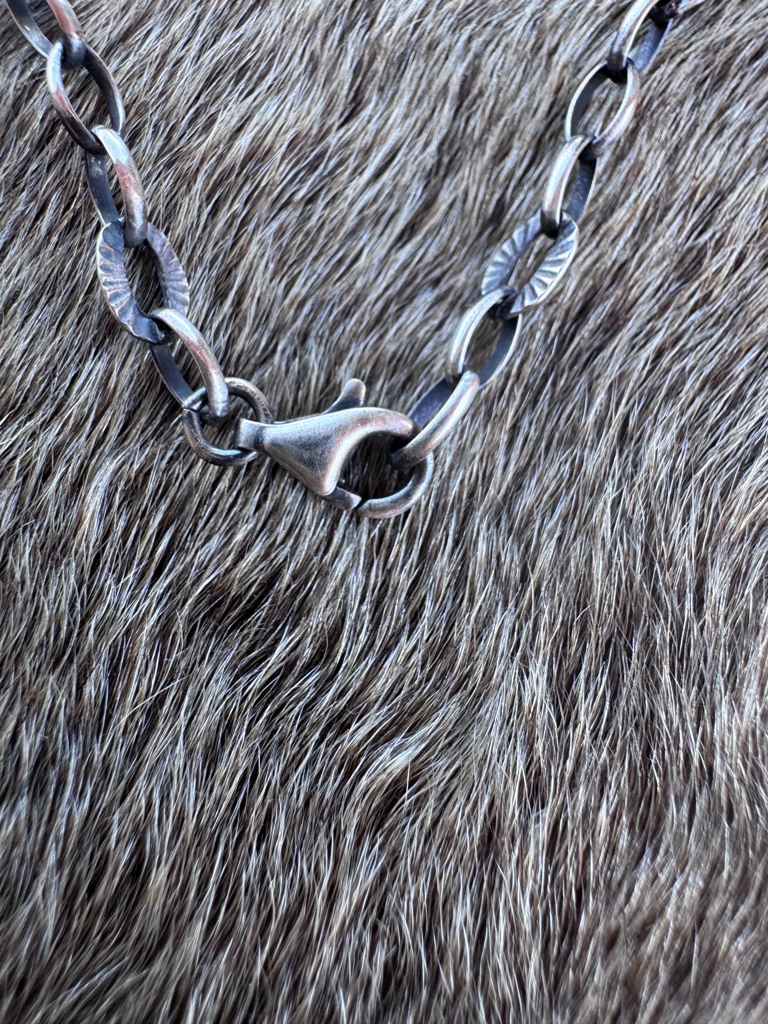 Handmade Sterling Silver & Turquoise, Carico Lake Turquoise Chain Necklace 18" by Roaming Buffalo