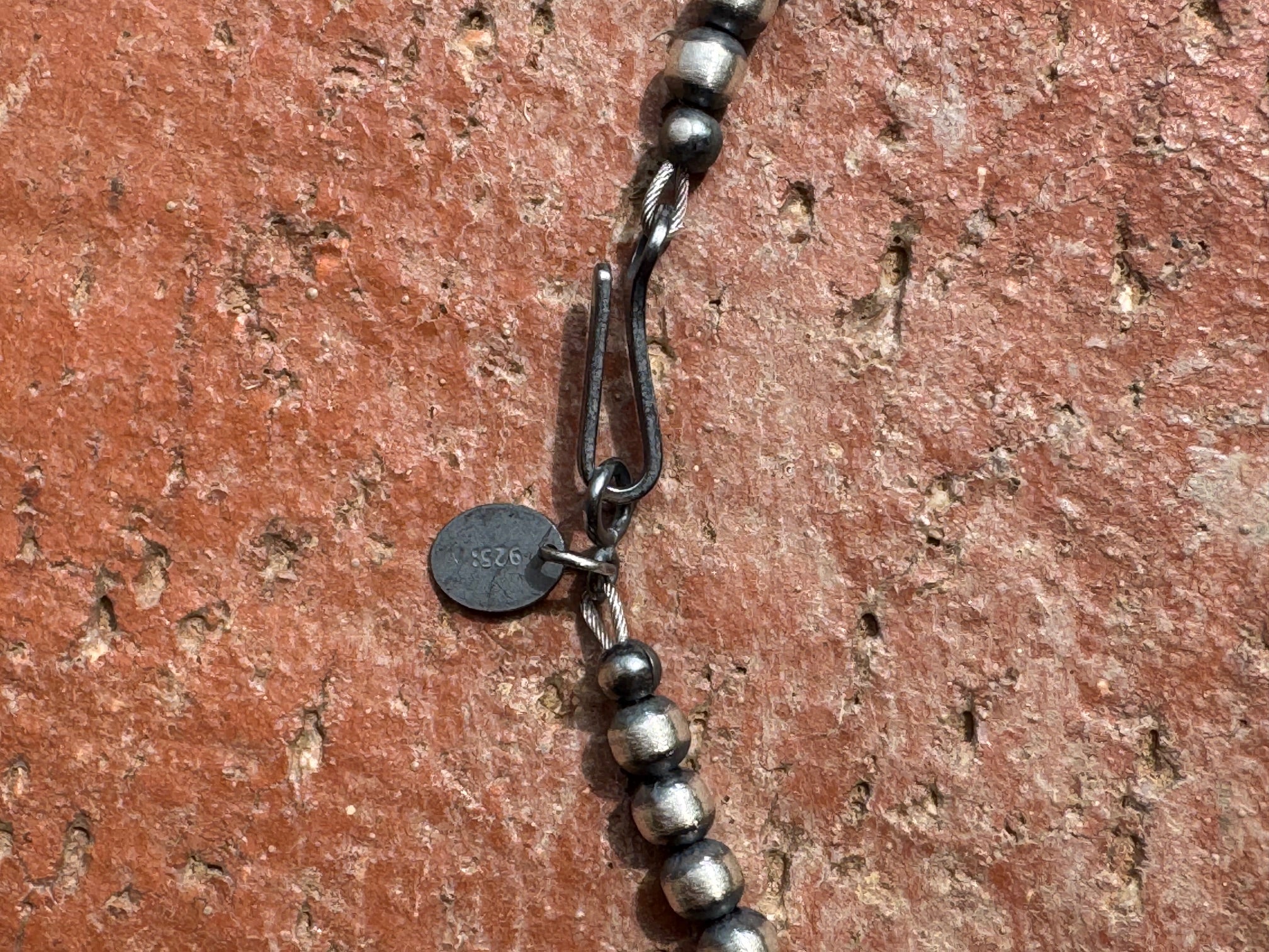 Handcrafted Kingman Turquoise & Sterling Silver 4mm Beaded Necklace 20"