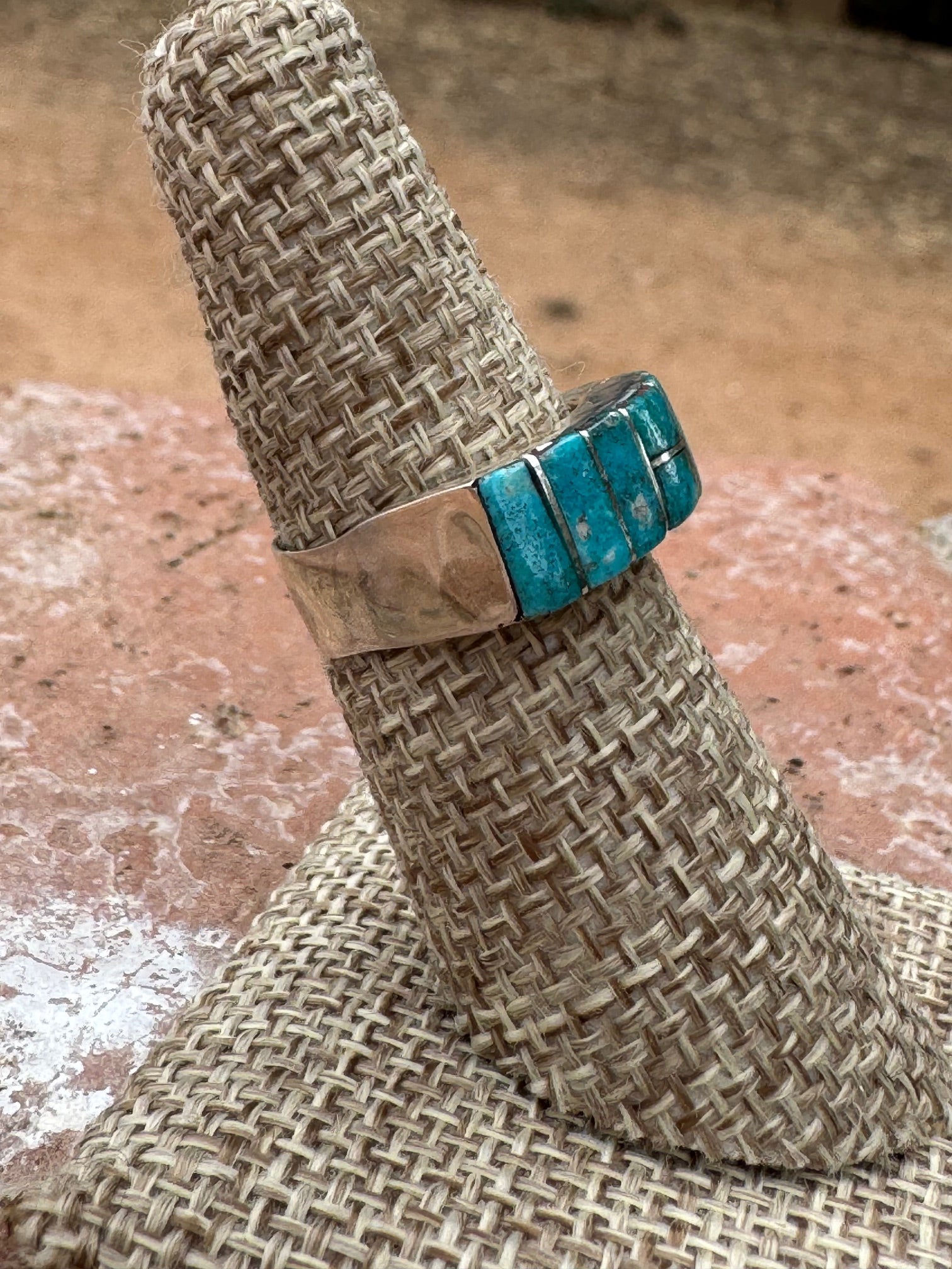 Handcrafted Sterling silver & Kingman Turquoise Inlay Ring