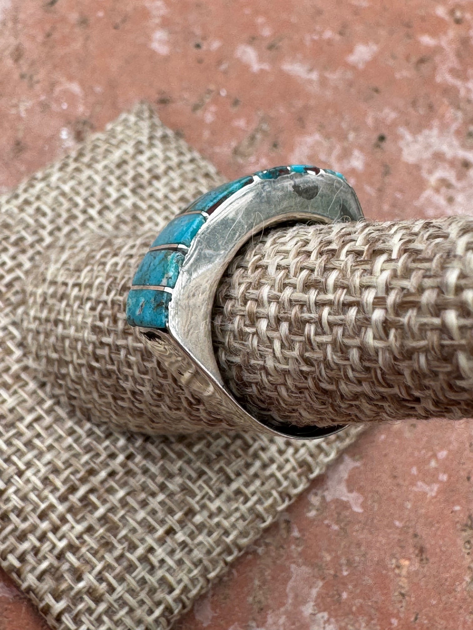 Handcrafted Sterling silver & Kingman Turquoise Inlay Ring
