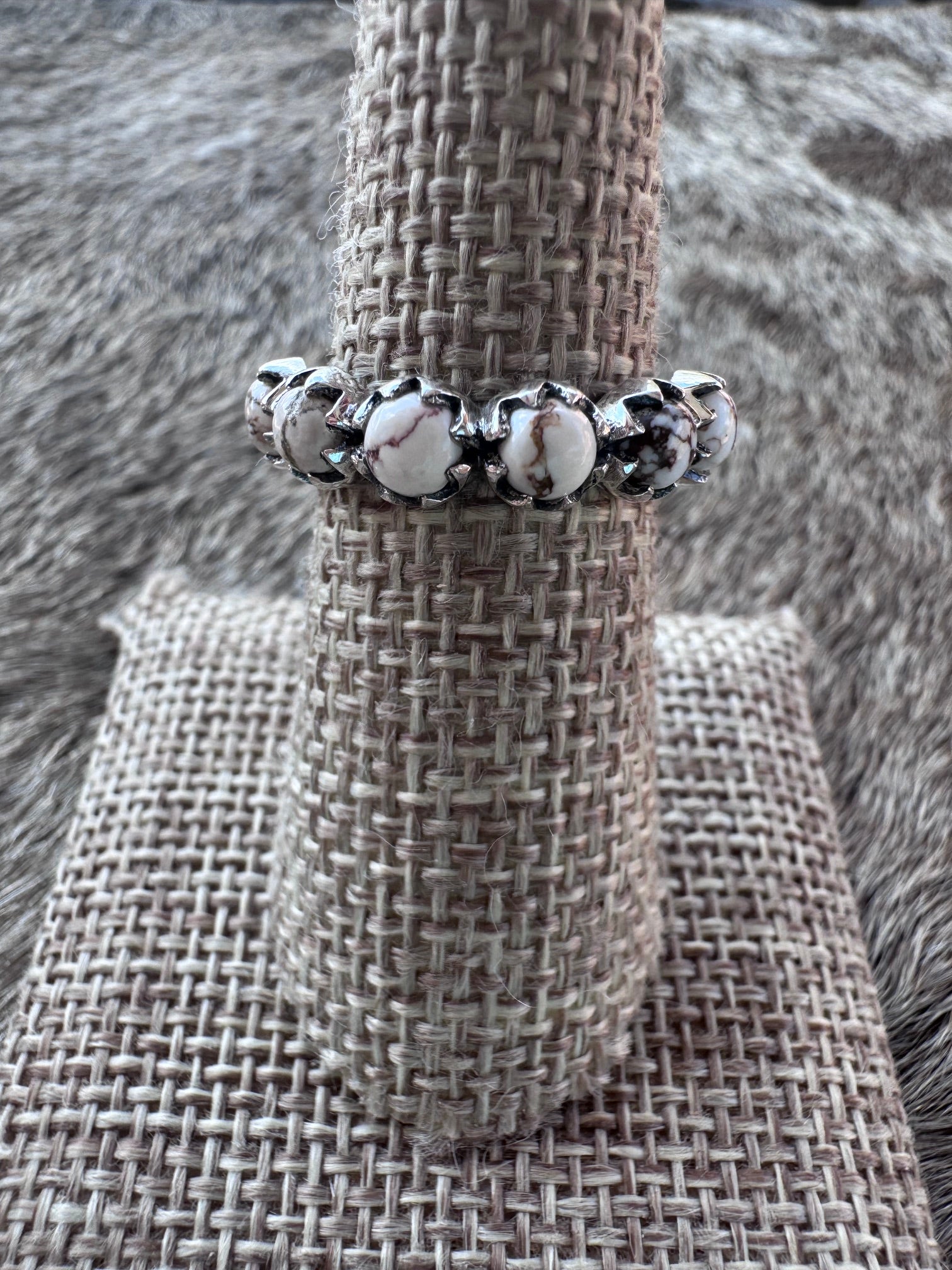 Handmade Sterling Silver & WildHorse 6 Stone Stacker Ring