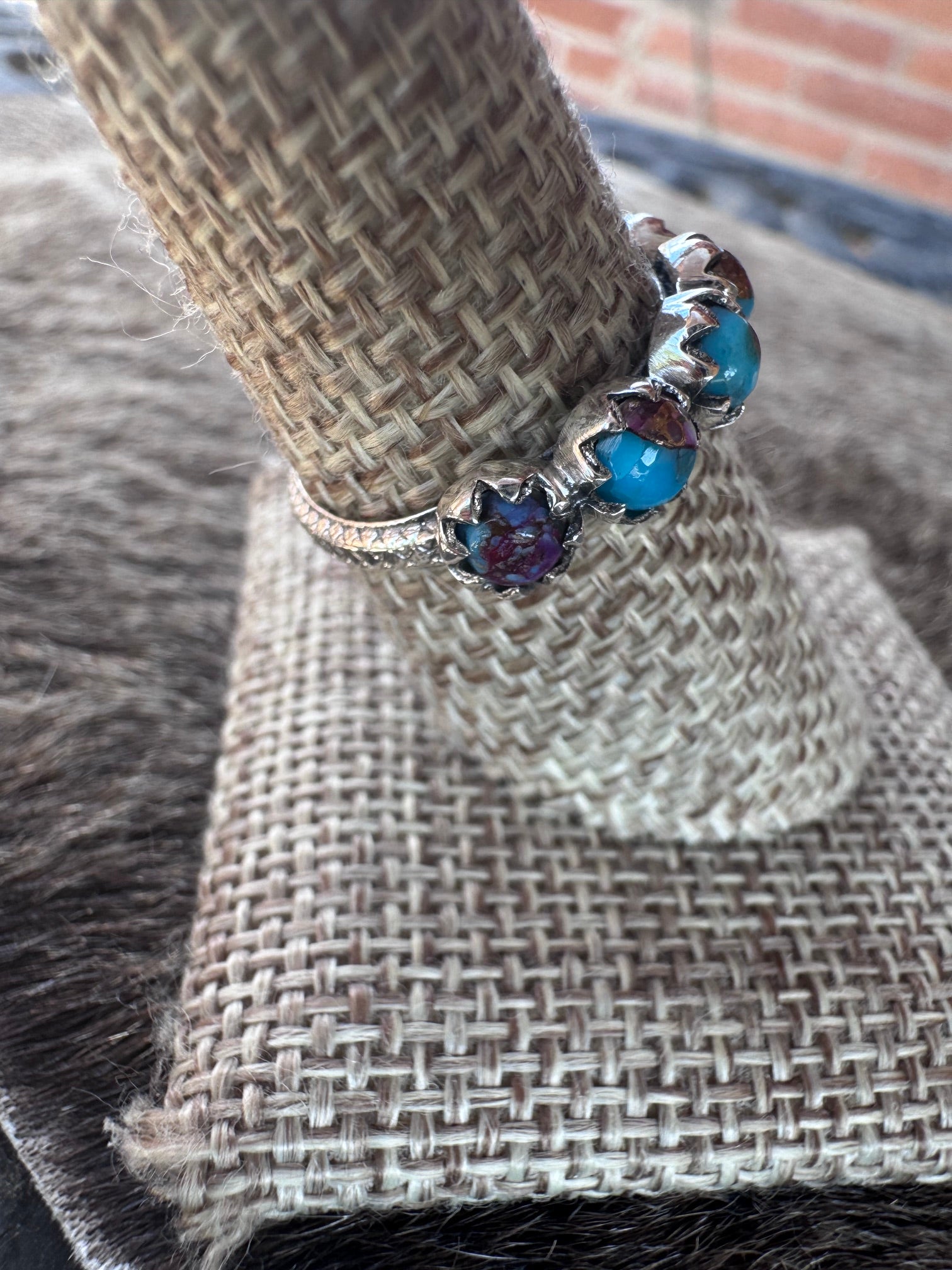 Handmade Sterling Silver & Pink Dream Mojave 6 Stone Stacker Ring