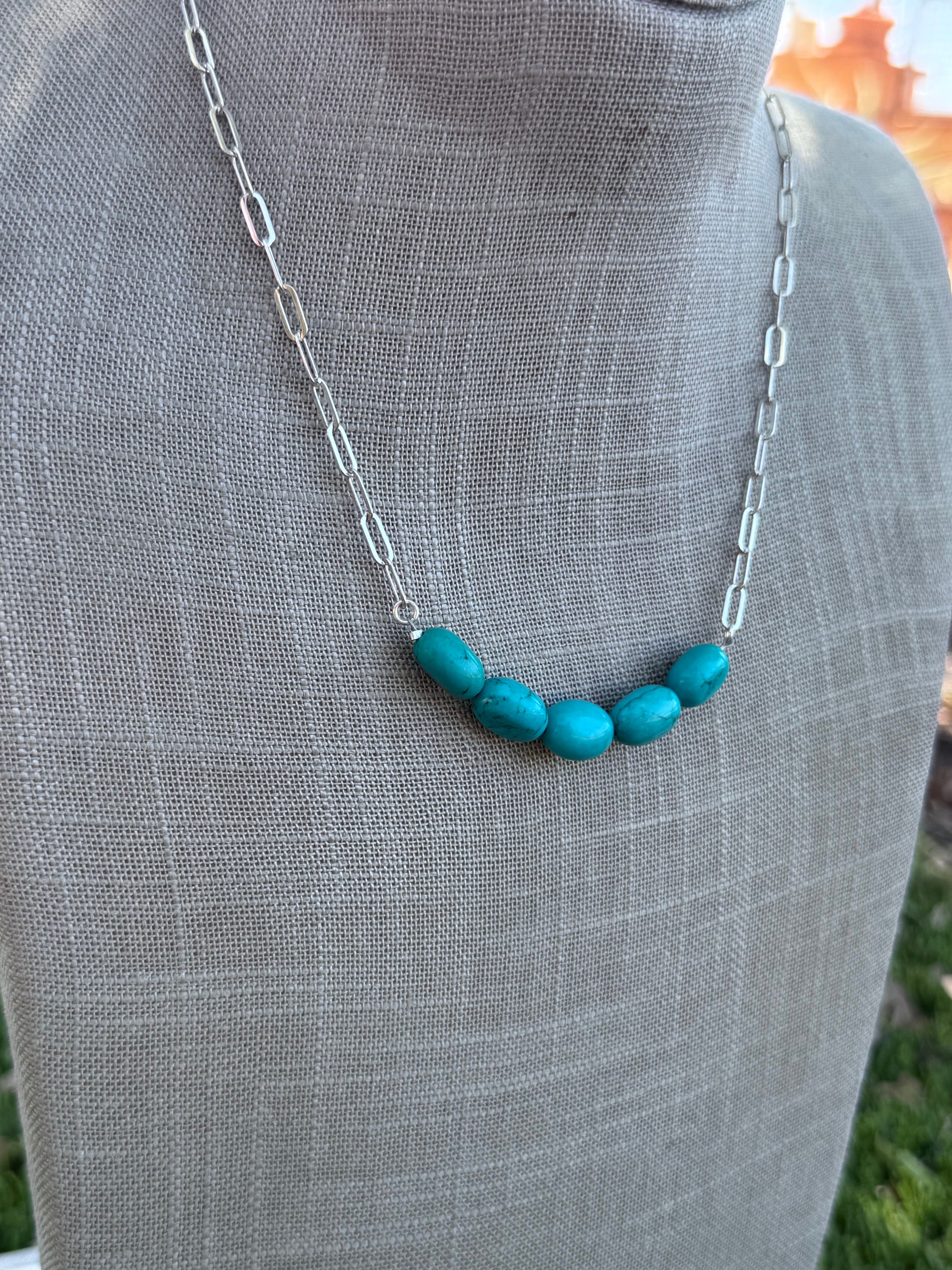 Handmade Sterling Silver Lone Mountain Large Beaded Necklace by Roaming Buffalo 18"