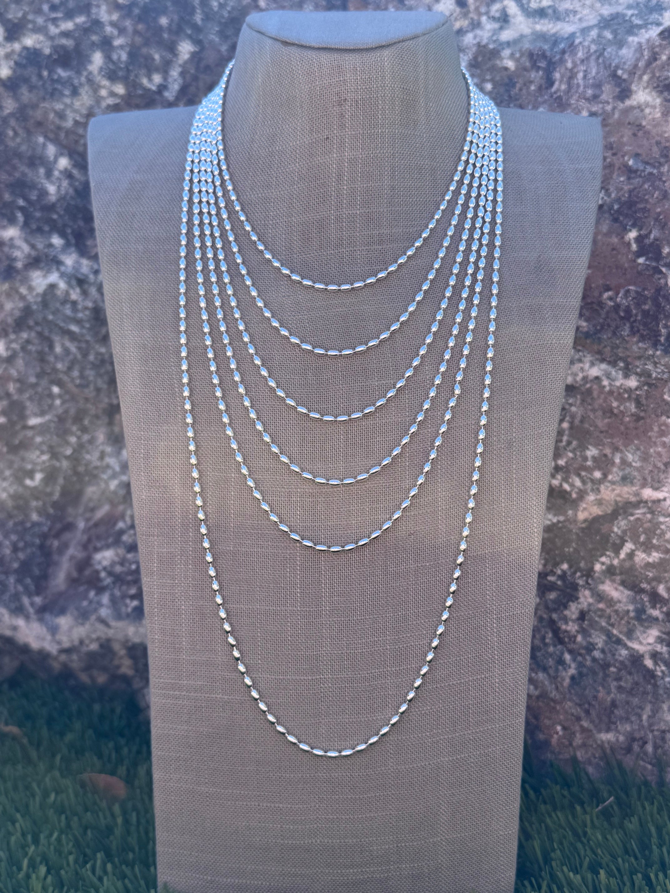 Handmade Sterling Silver Seed Bead 3-4mm Beaded Necklace