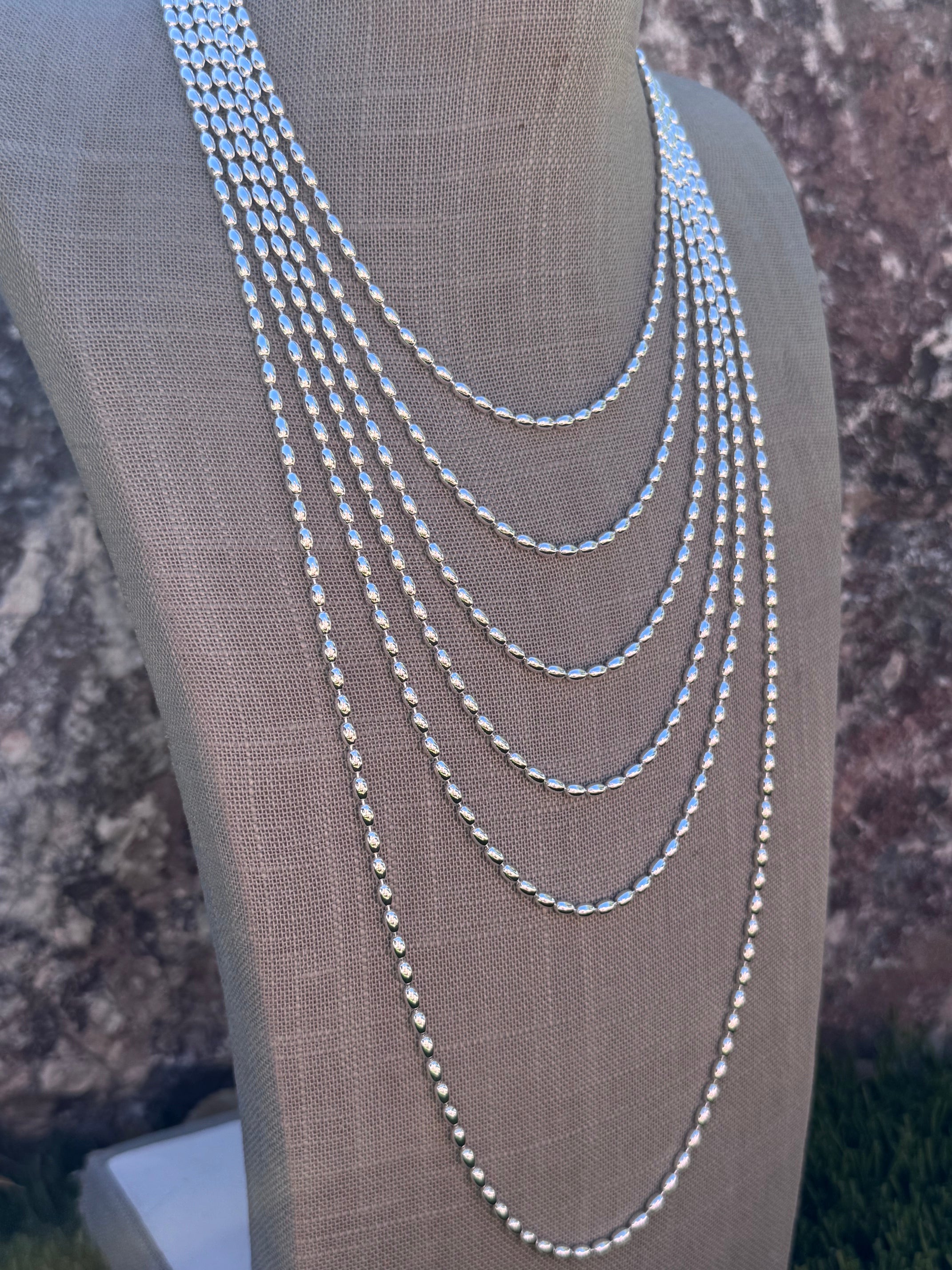 Handmade Sterling Silver Seed Bead 3-4mm Beaded Necklace