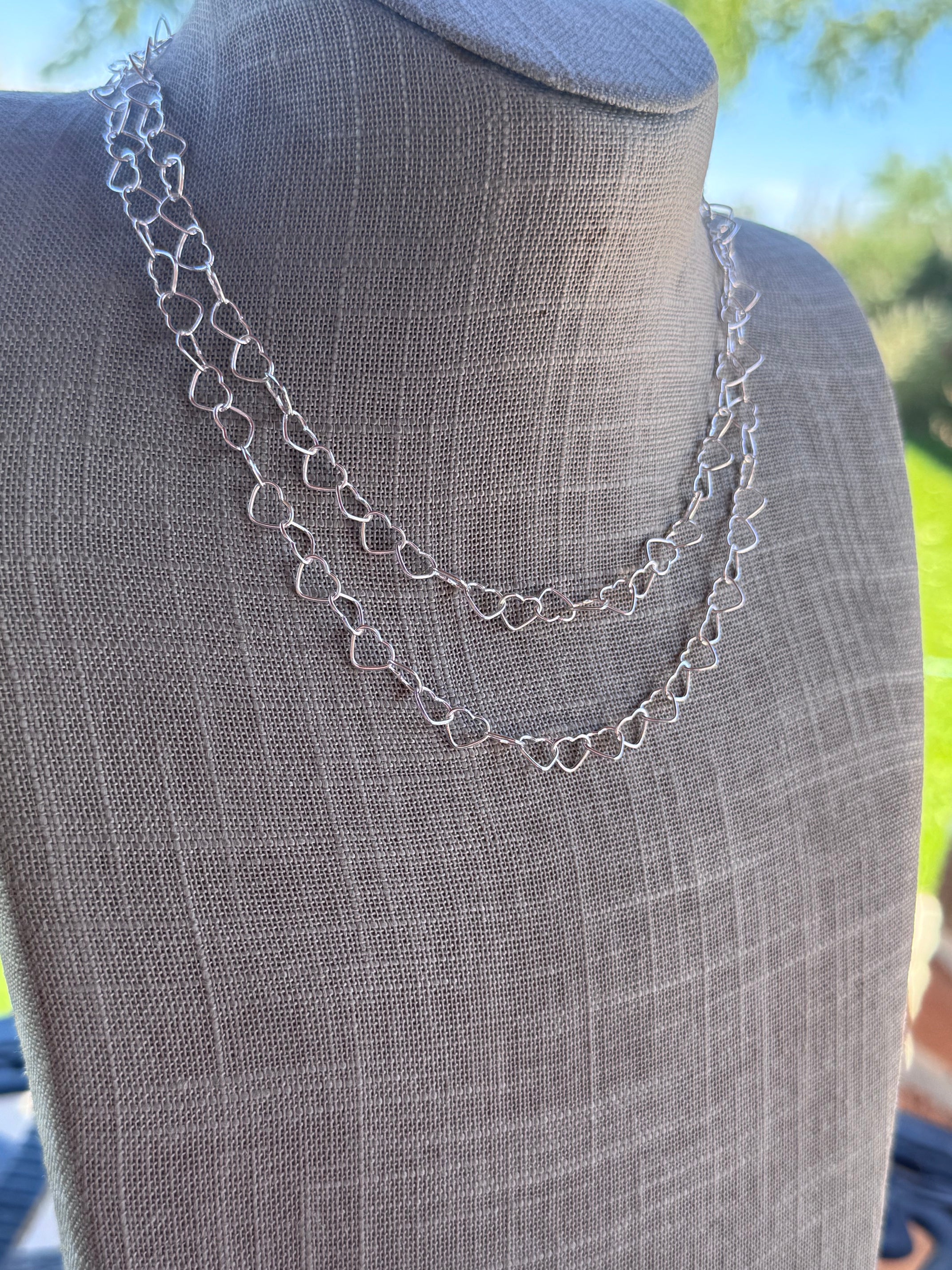 Handmade Sterling Silver Heart Chain Necklace