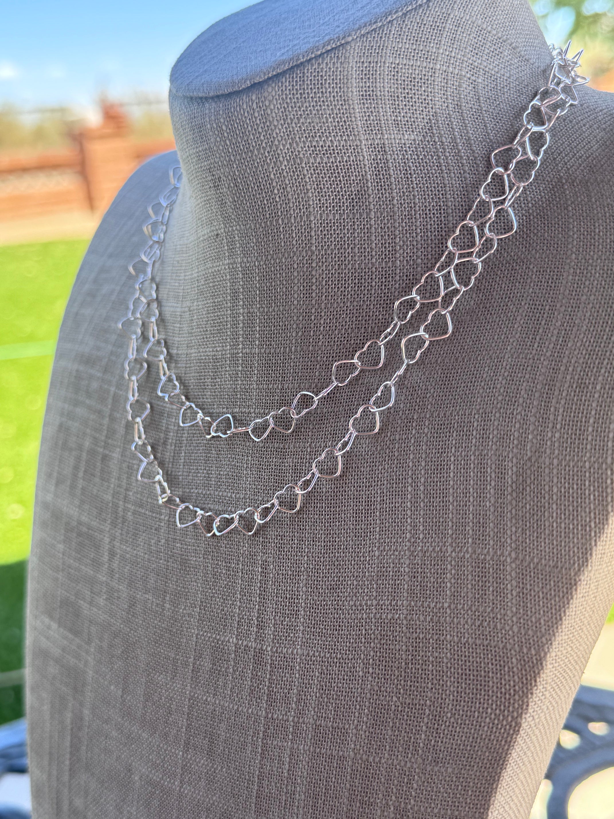 Handmade Sterling Silver Heart Chain Necklace