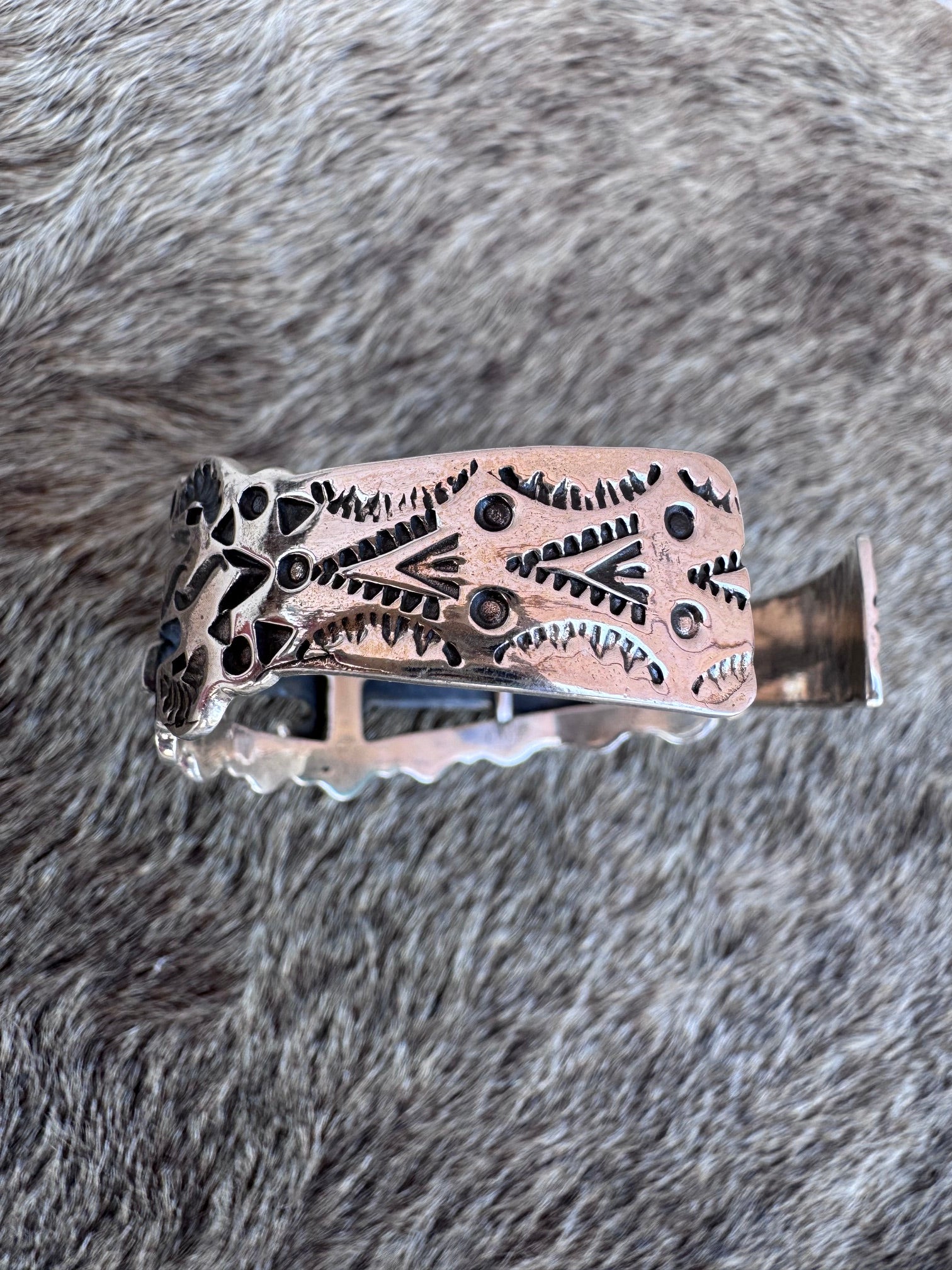 Handmade Sterling Silver Golden Hills Turquoise Thunderbird Cuff Style 3