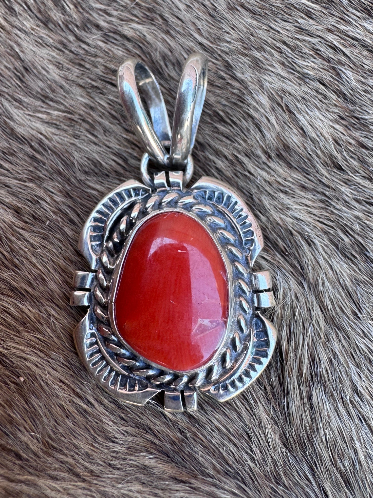 Handcrafted Sterling Silver Coral Pendant