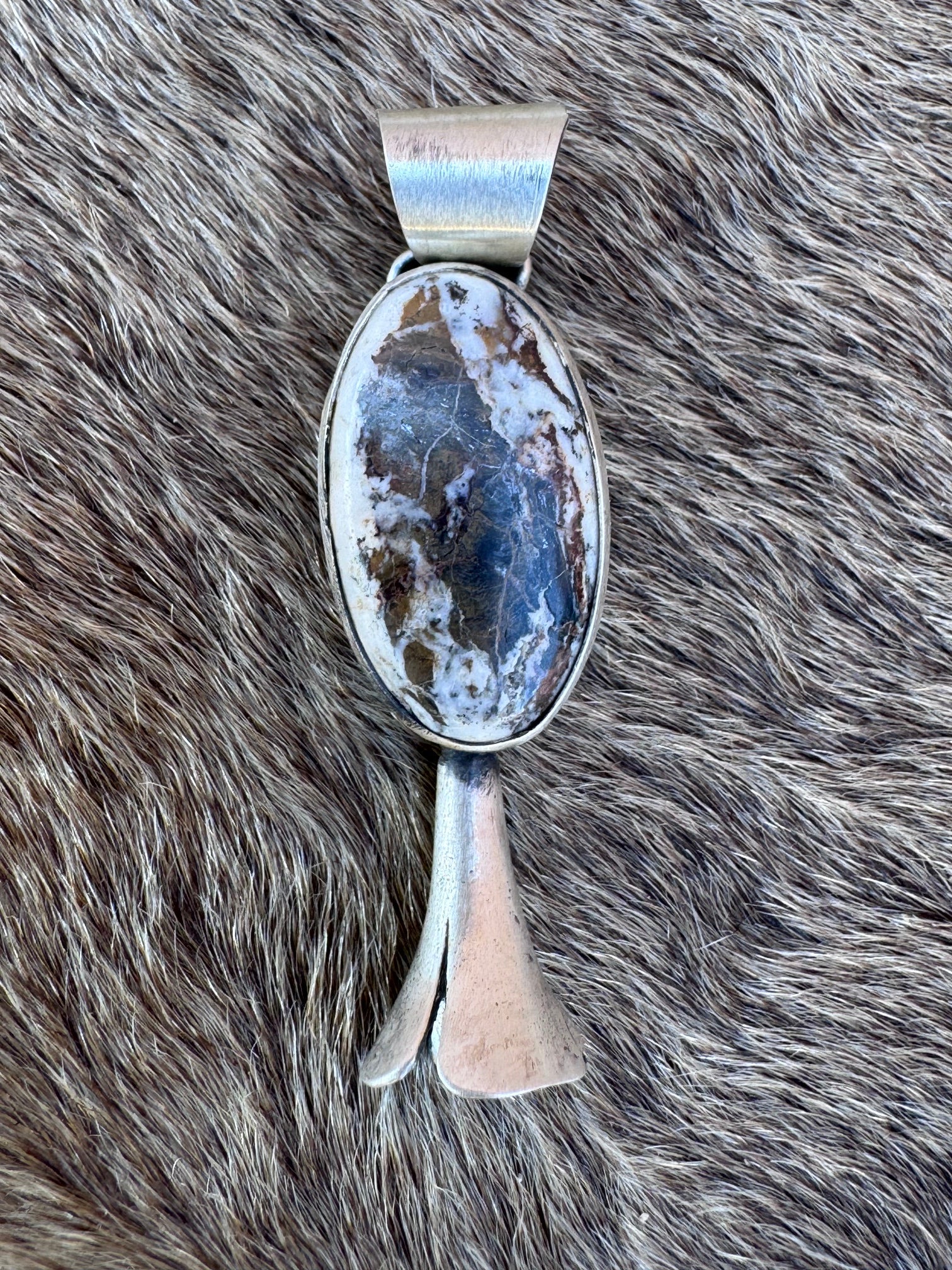 Handcrafted Sterling Silver White Buffalo Blossom Pendant