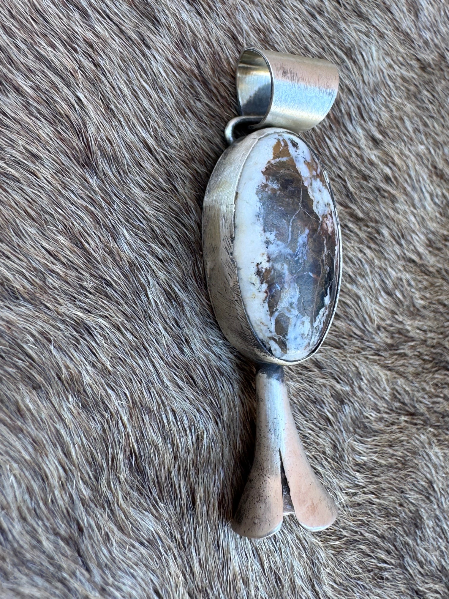 Handcrafted Sterling Silver White Buffalo Blossom Pendant