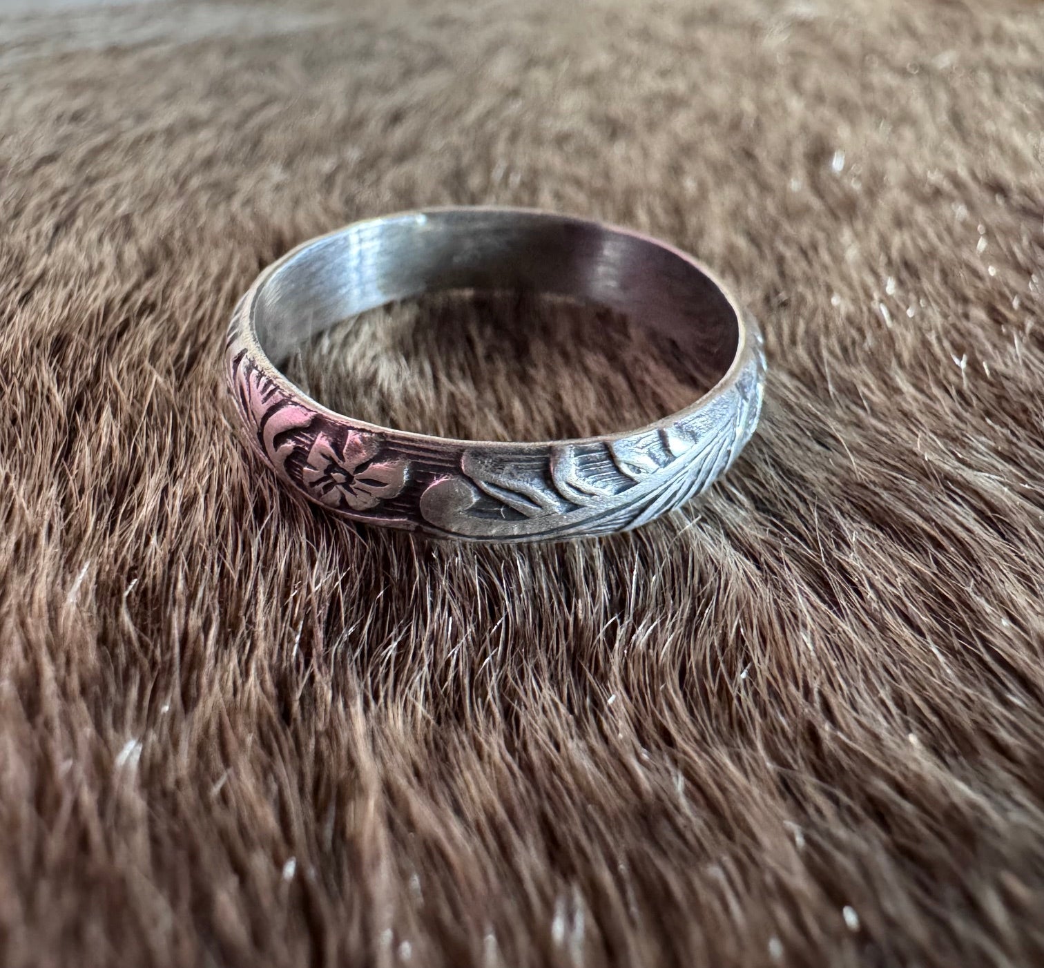 Handmade Sterling Silver Floral Band Ring by Roaming Buffalo