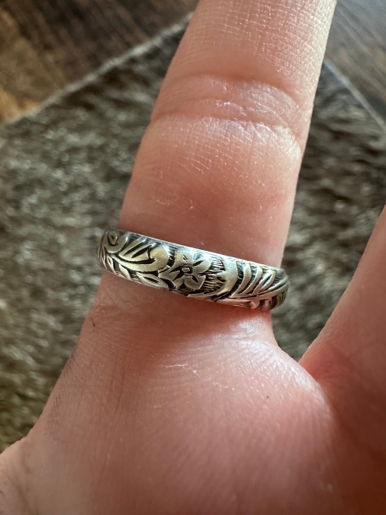 Handmade Sterling Silver Floral Band Ring by Roaming Buffalo
