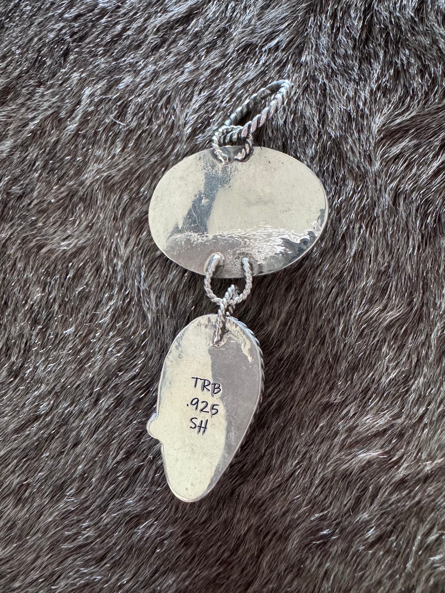 Handmade Sterling Silver Royston & Aurora Opal Inlay Pendant by Roaming Buffalo