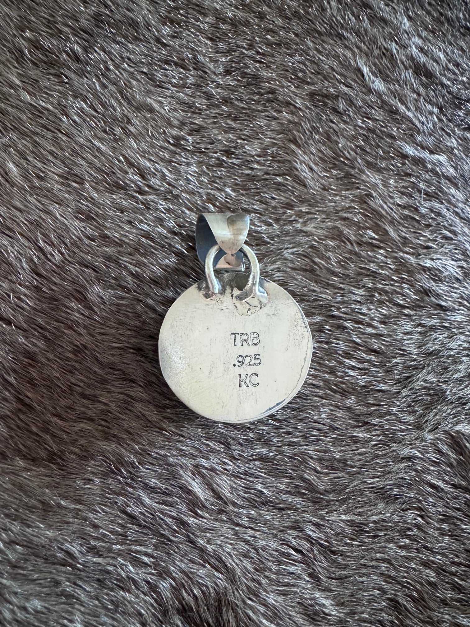 Handmade Sterling Silver Wood Carved Inlay Pendant by Roaming Buffalo