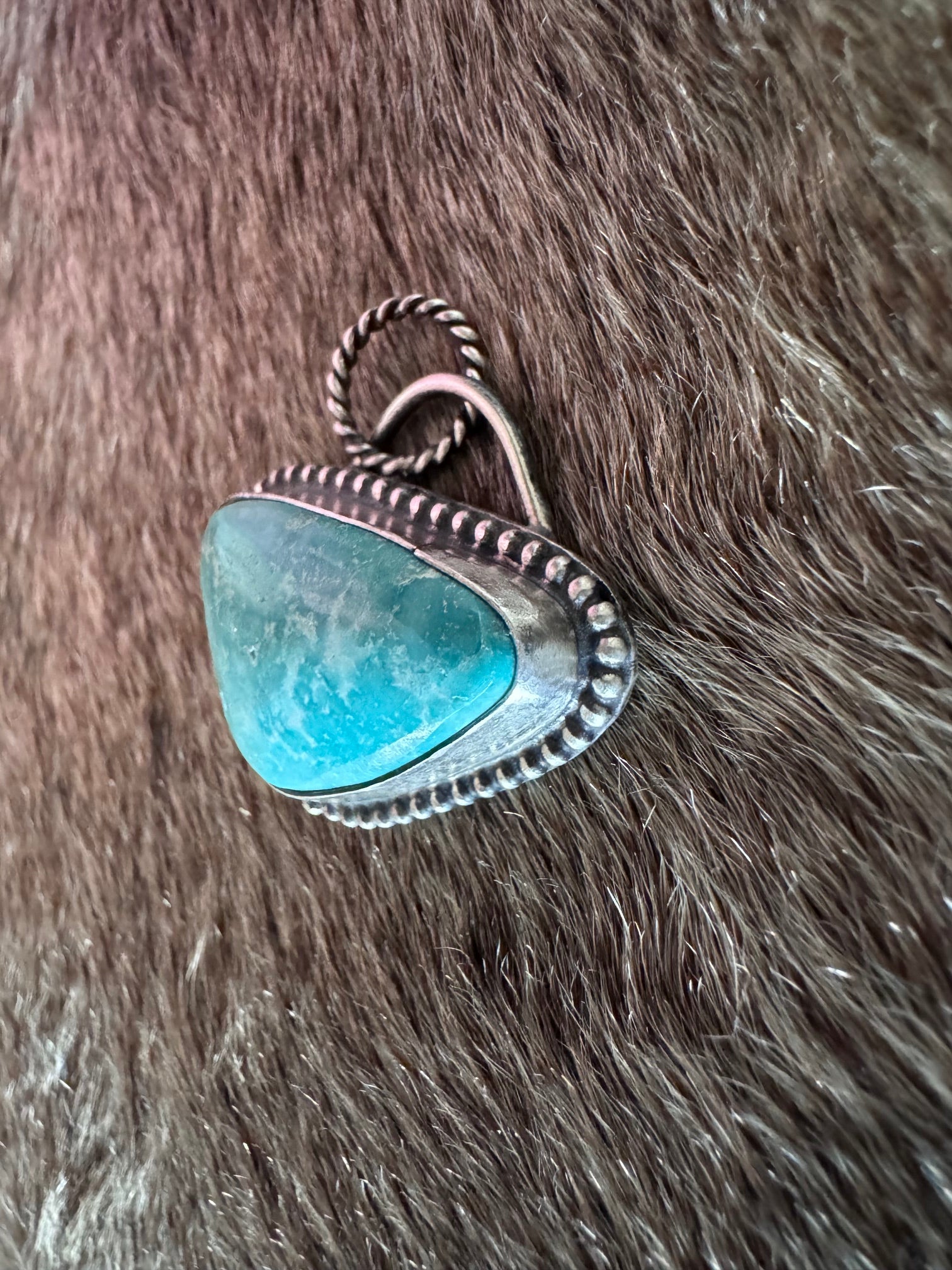 Handmade Sterling Silver Fox Turquoise Pendant by Roaming Buffalo