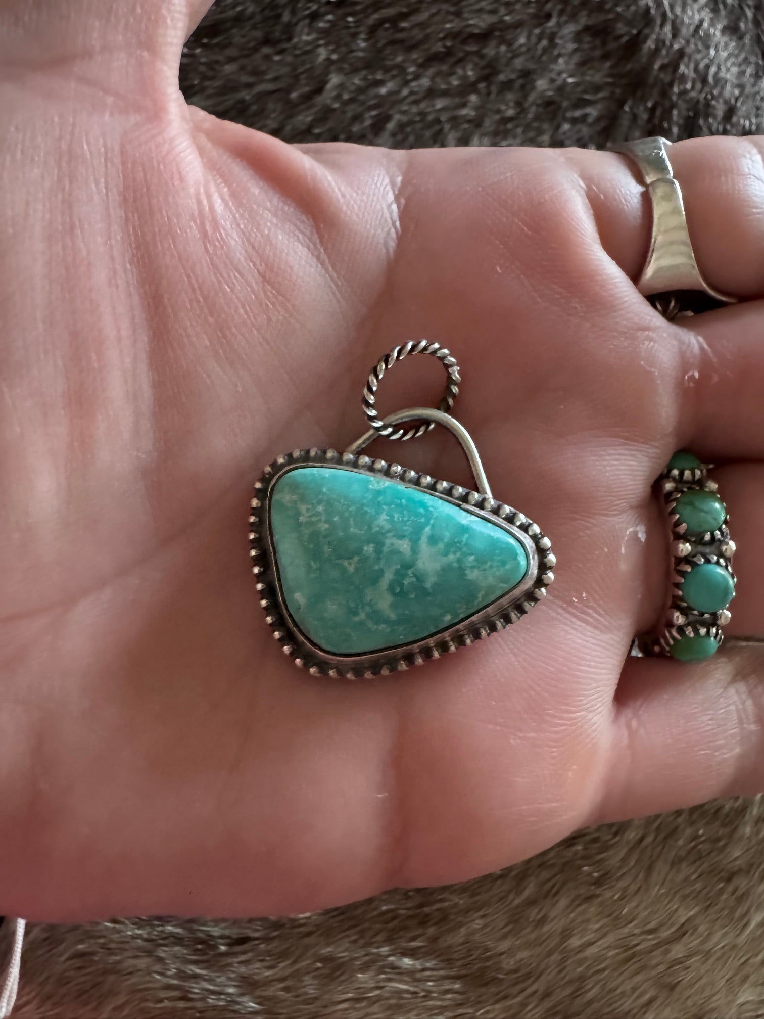 Handmade Sterling Silver Fox Turquoise Pendant by Roaming Buffalo