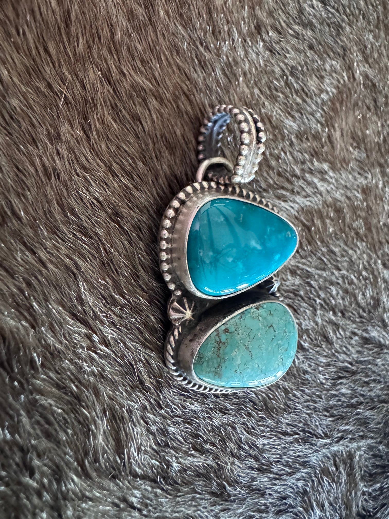 Handmade Sterling Silver Mine 8 & Armenian Turquoise Pendant by Roaming Buffalo