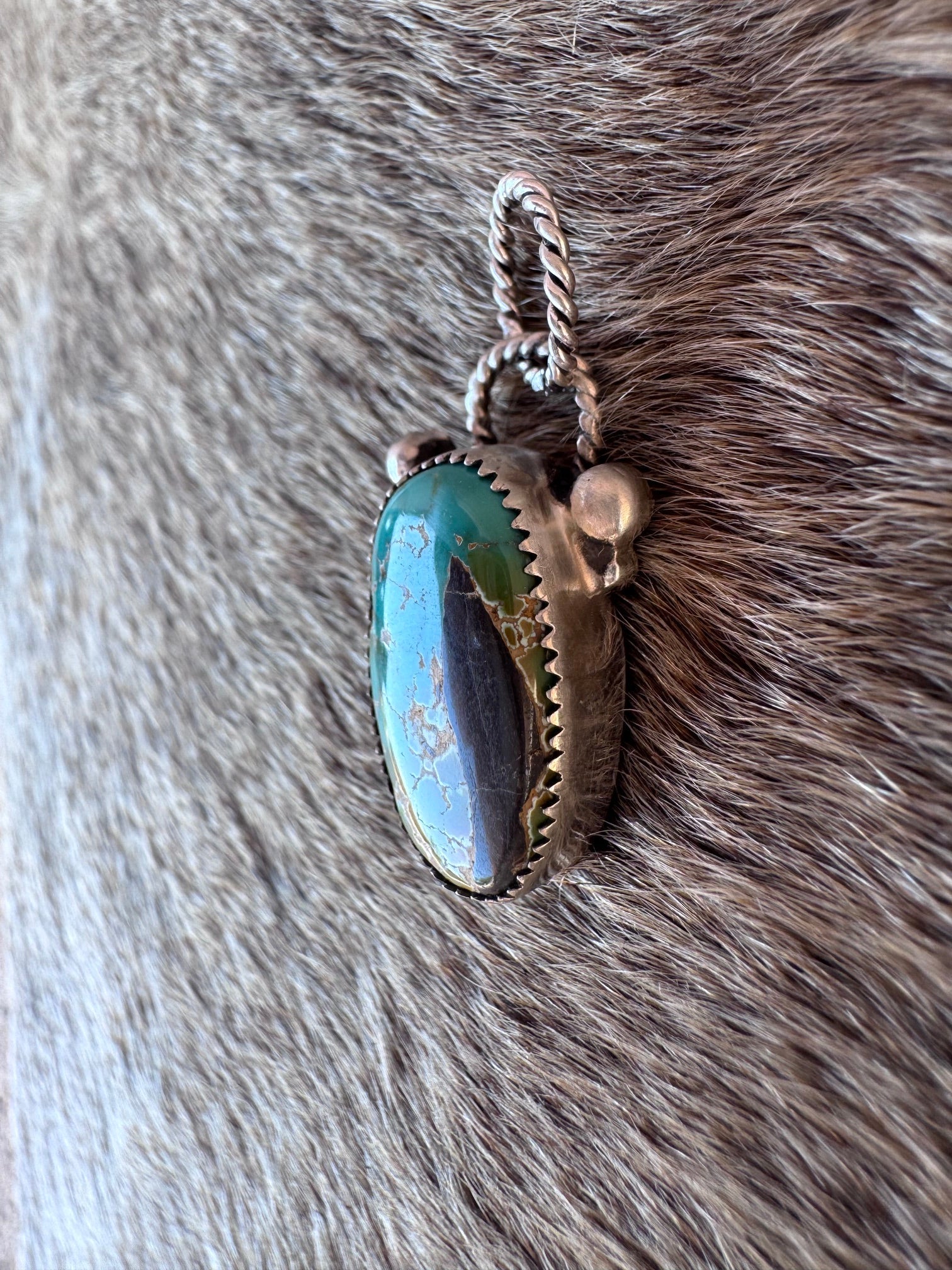 Handmade Sterling Silver Carico Lake Turquoise Pendant by Roaming Buffalo