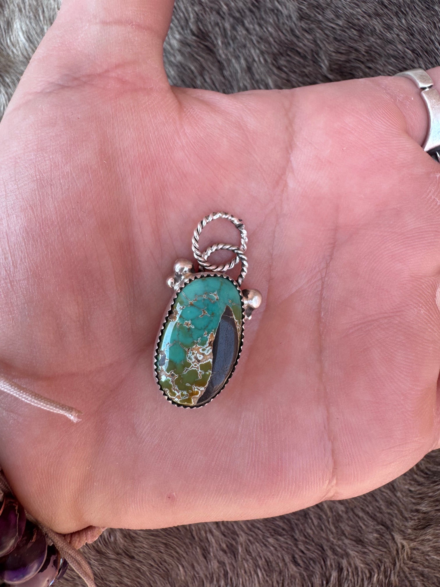 Handmade Sterling Silver Carico Lake Turquoise Pendant by Roaming Buffalo