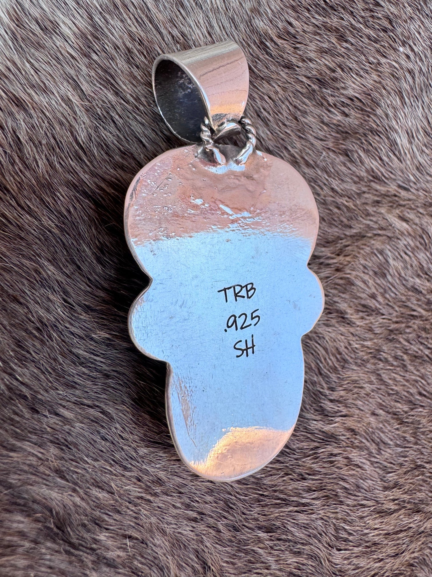 Handmade Sterling Silver Blue Peruvian Opal & Kingman Pendant by Roaming Buffalo