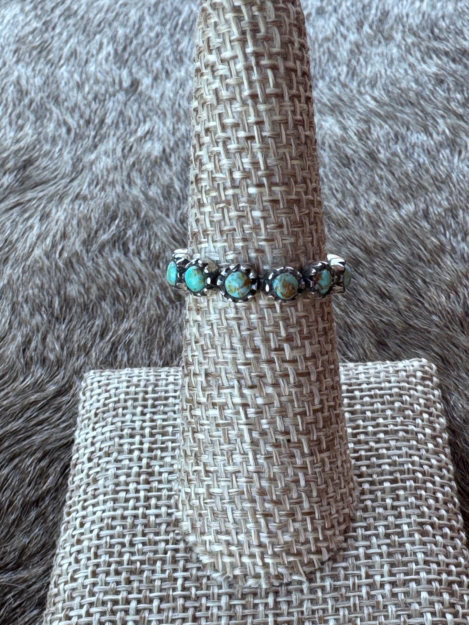 Natural Kingman Turquoise & Sterling Silver USA Mini Eternity Band