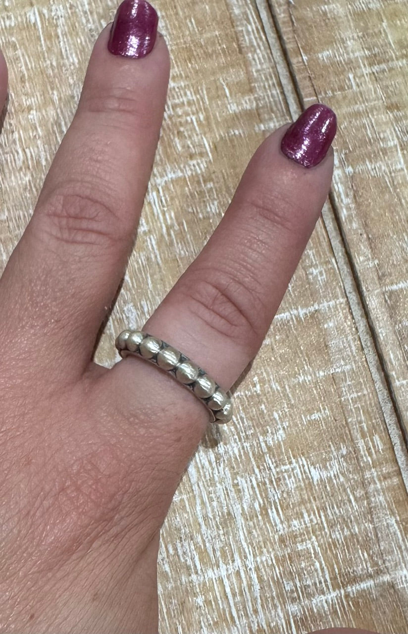 Beautiful Handmade 4mm Brushed Sterling Silver Adjustable Ring