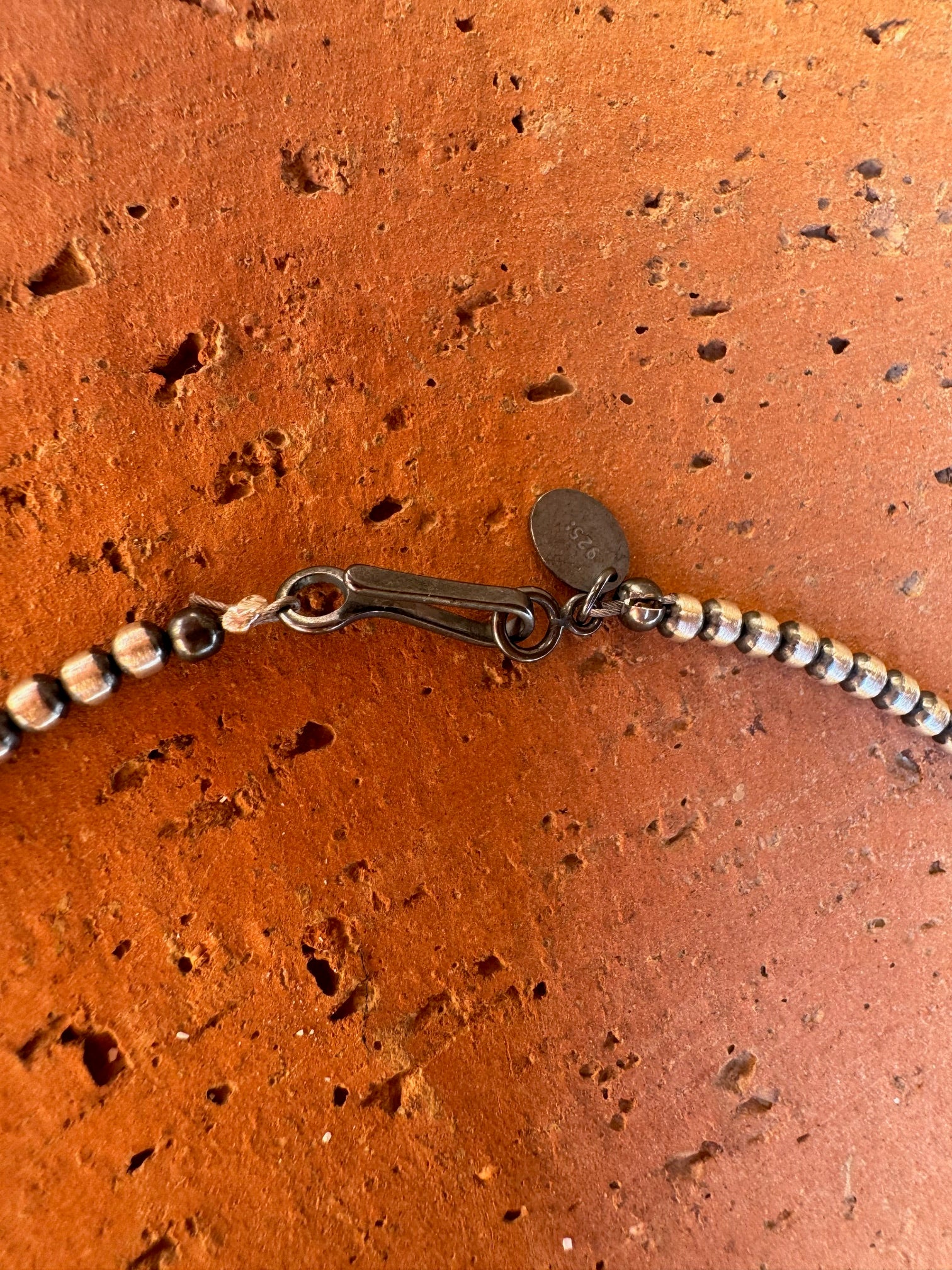 Handcrafted Sterling Silver Palomino Turquoise Beaded 3-6mm 16" Necklace