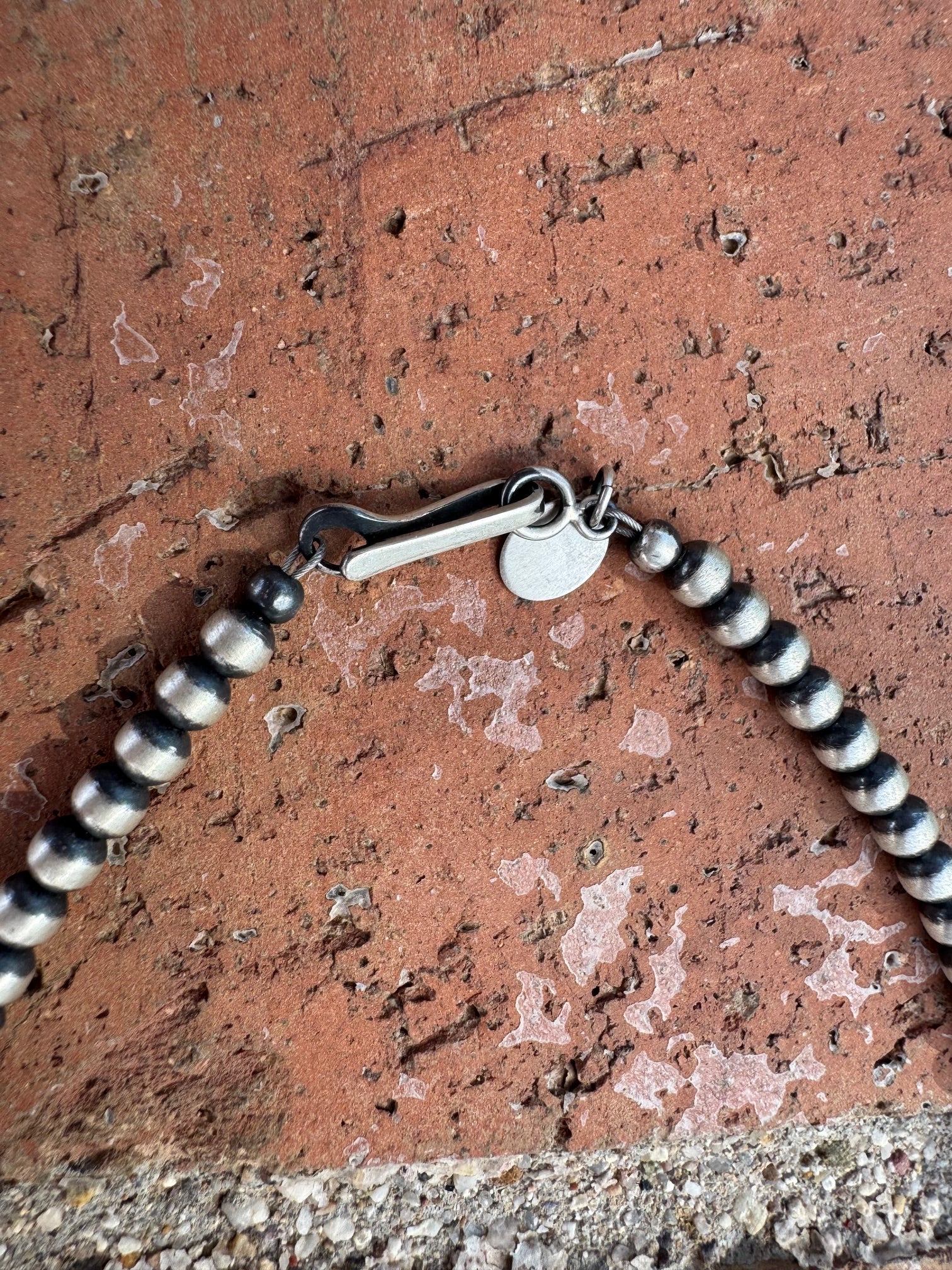 Handcrafted Sterling Silver Kingman Turquoise & Pink Conch 4mm Beaded Necklace