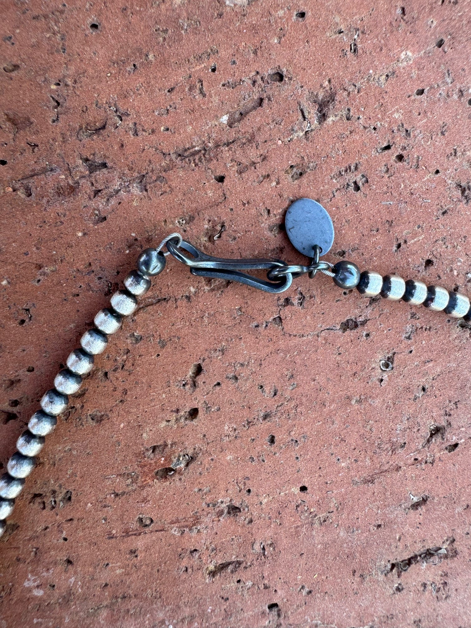 Handcrafted 1 Stone Pink Conch & Sterling Silver 3mm Beaded Necklace