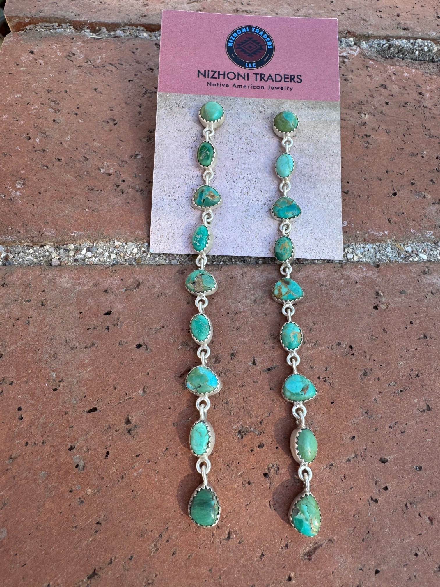 Cassidy Collection Handmade Honky Tonk Natural Royston Turquoise and Sterling Silver Dangles