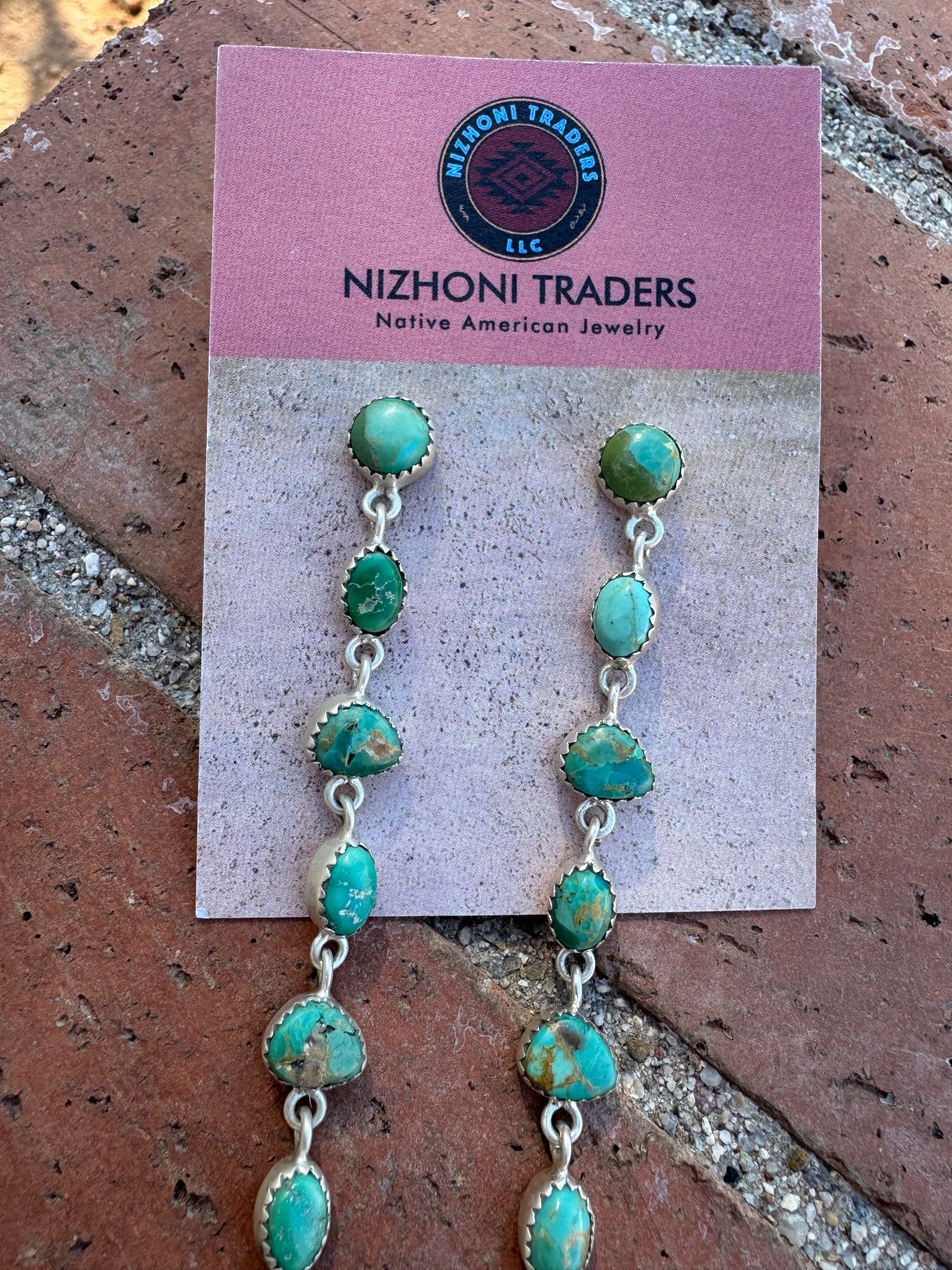 Cassidy Collection Handmade Honky Tonk Natural Royston Turquoise and Sterling Silver Dangles