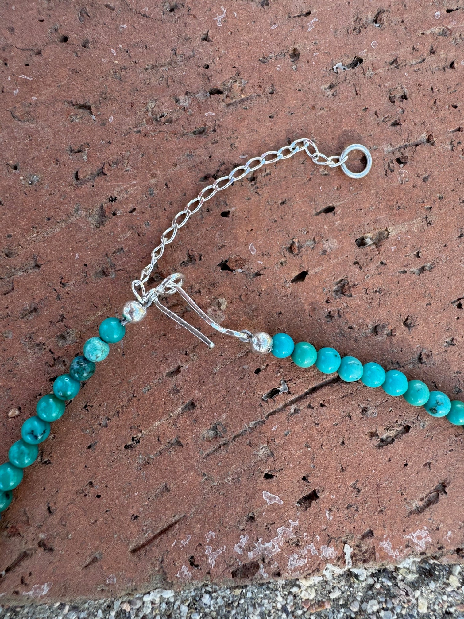 Handcrafted Kingman Turquoise Beaded 4mm Necklace 16” with 2" extender