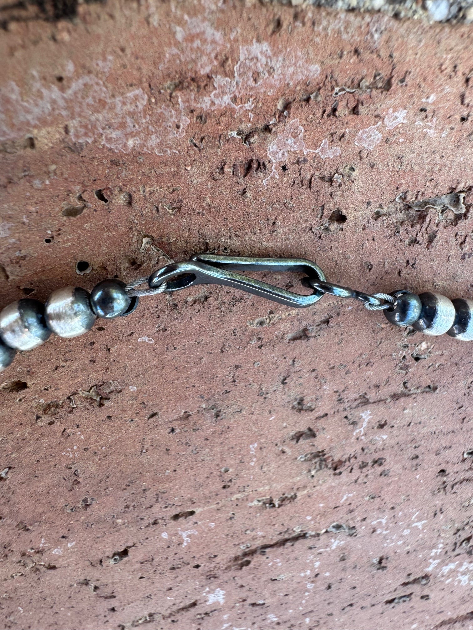 Handcrafted Turquoise & Sterling Silver Pearl 4mm Beaded Necklace 20"