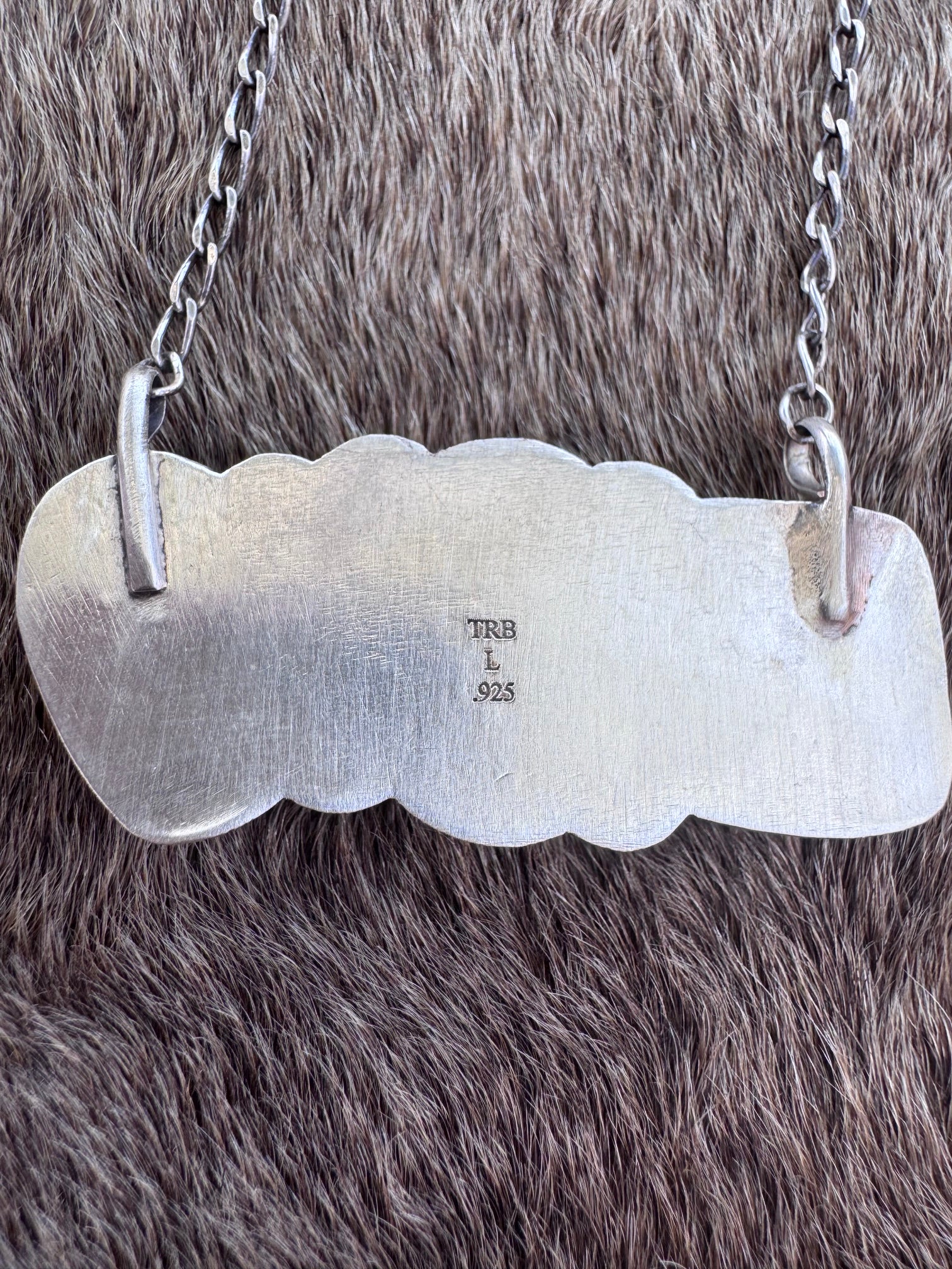 Handmade Sterling Silver Sonoran, Pink Conch, & Spiny Bar 19.5" Necklace by Roaming Buffalo