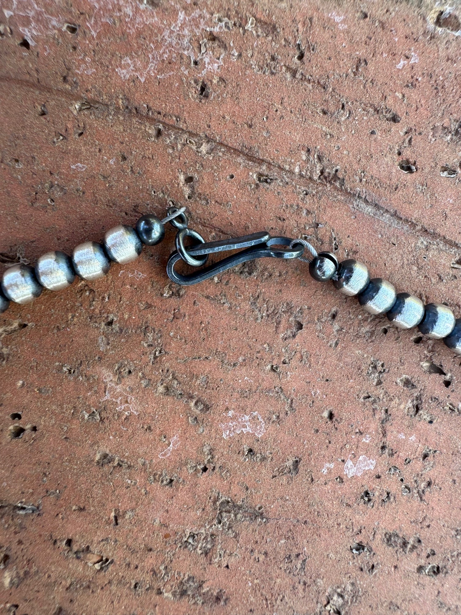 Handcrafted Hubei Turquoise & Sterling Silver Pearl 4mm Beaded Necklace 20"